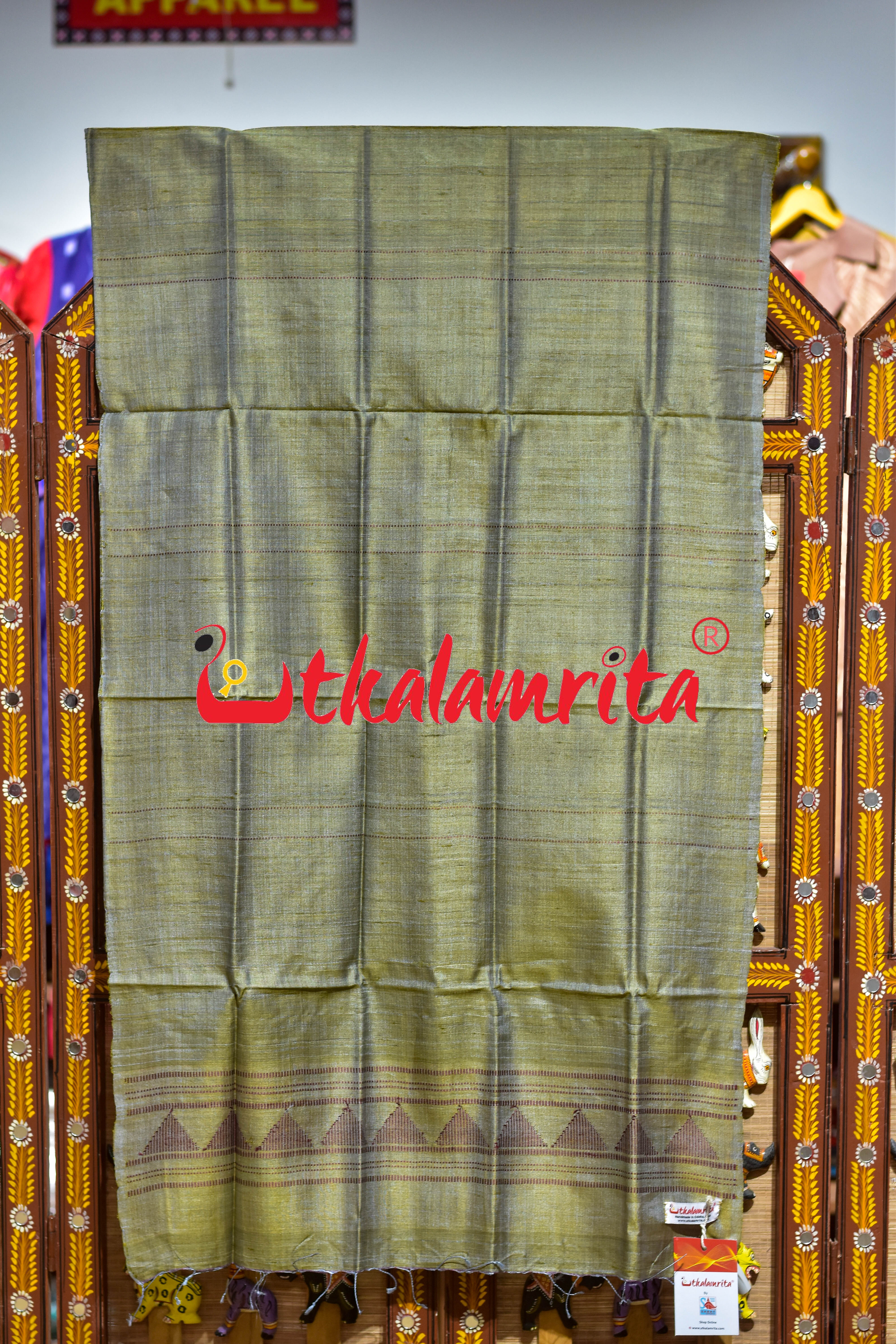 Light Brown Maroon Dongria Tussar Silk (Stole)