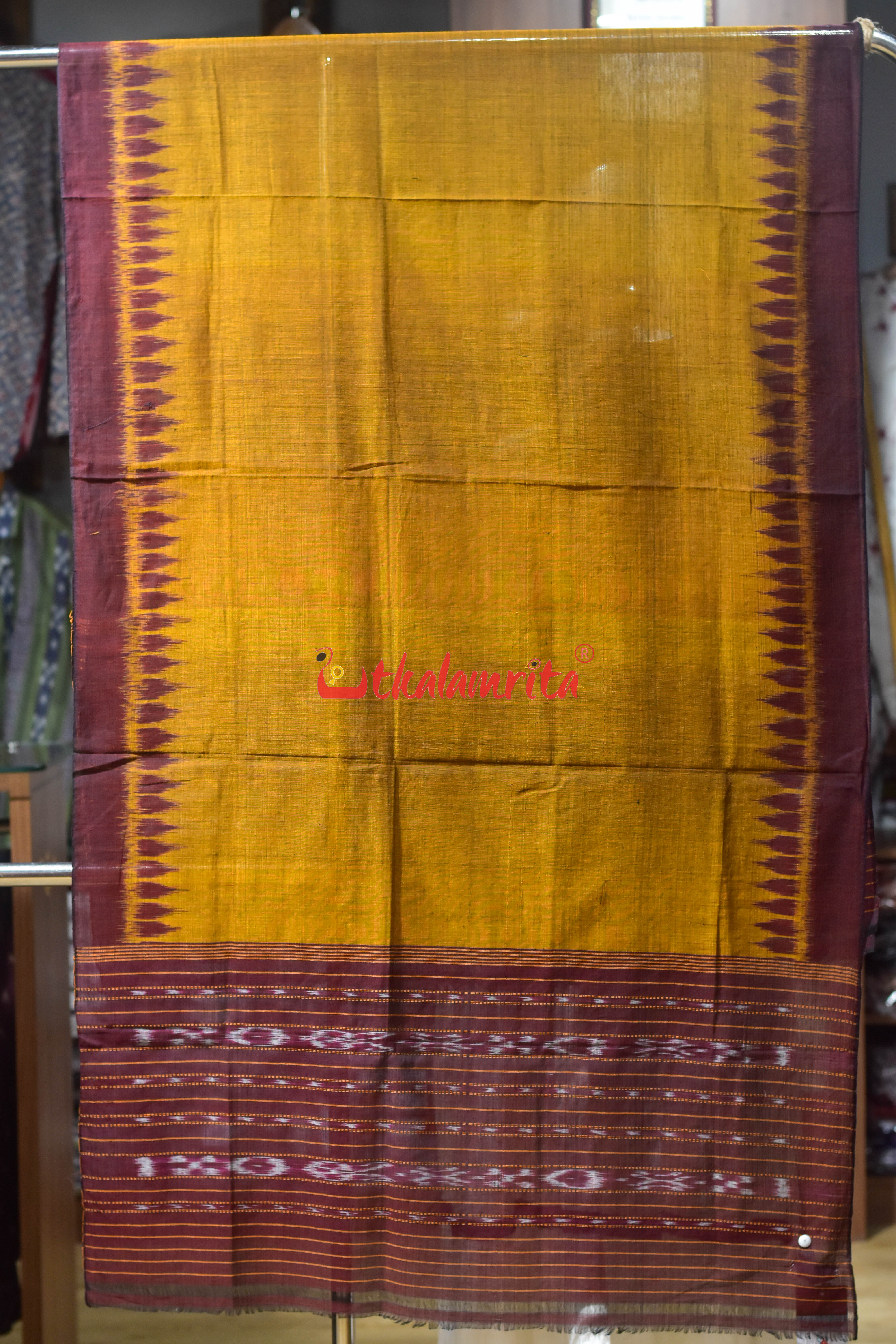 Golden Maroon Khandua Cotton (Dupatta)