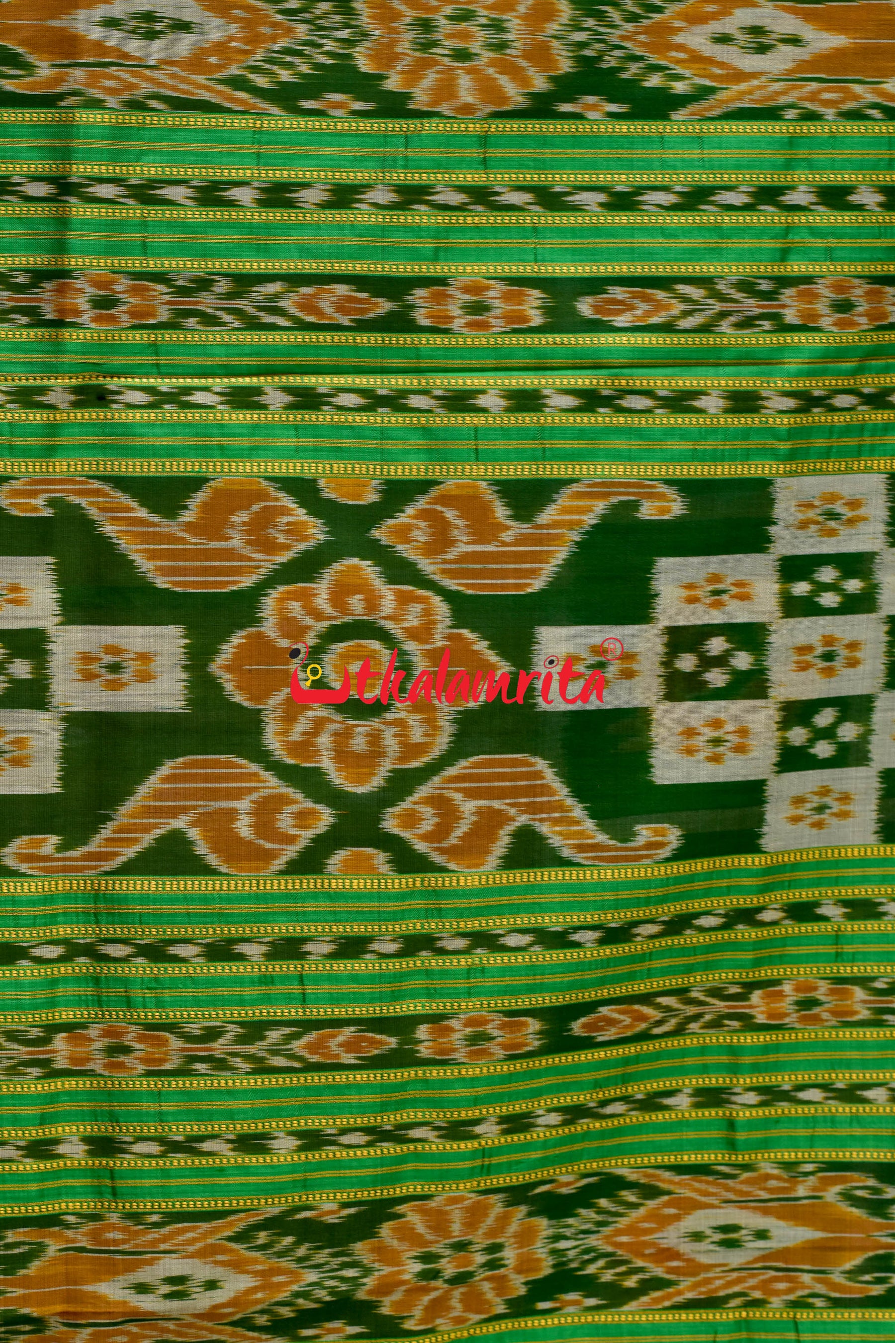 Green Border Body Dots Khandua Silk Saree