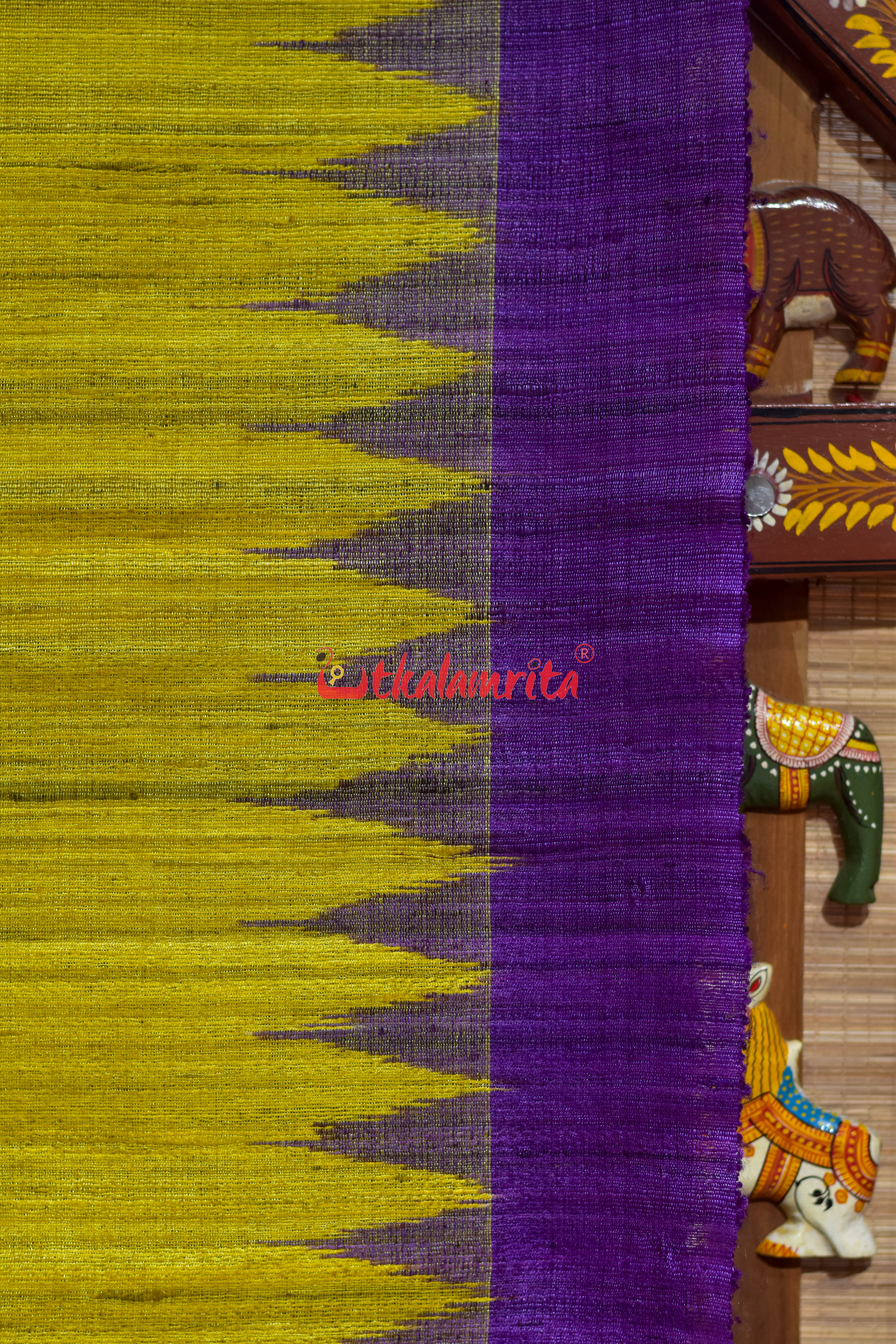 Yellow Violet Laxmi Pada Gopalpur Tussar Silk Saree