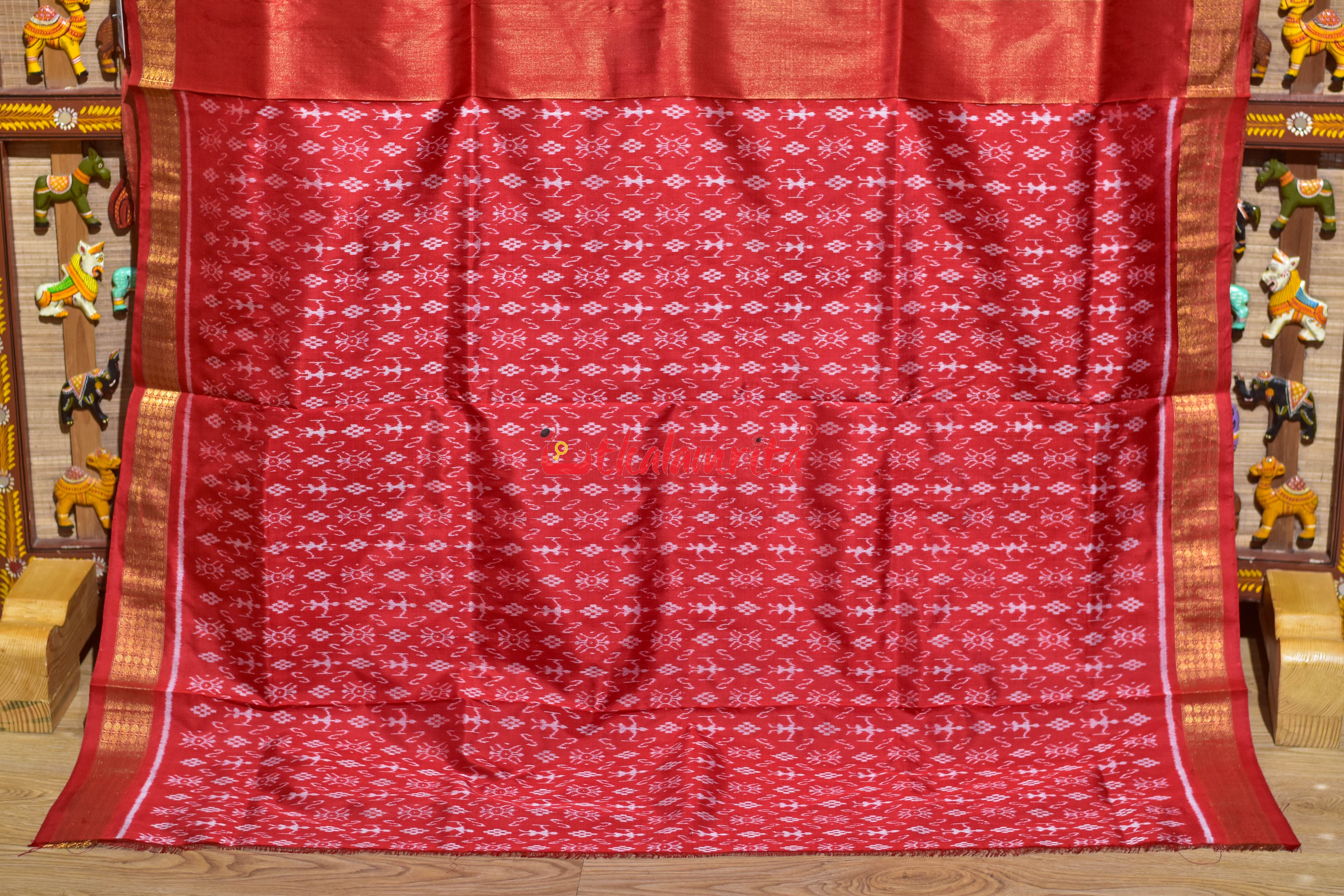 Burnt Orange Full Tissue Nabakothi Sambalpuri Silk Saree