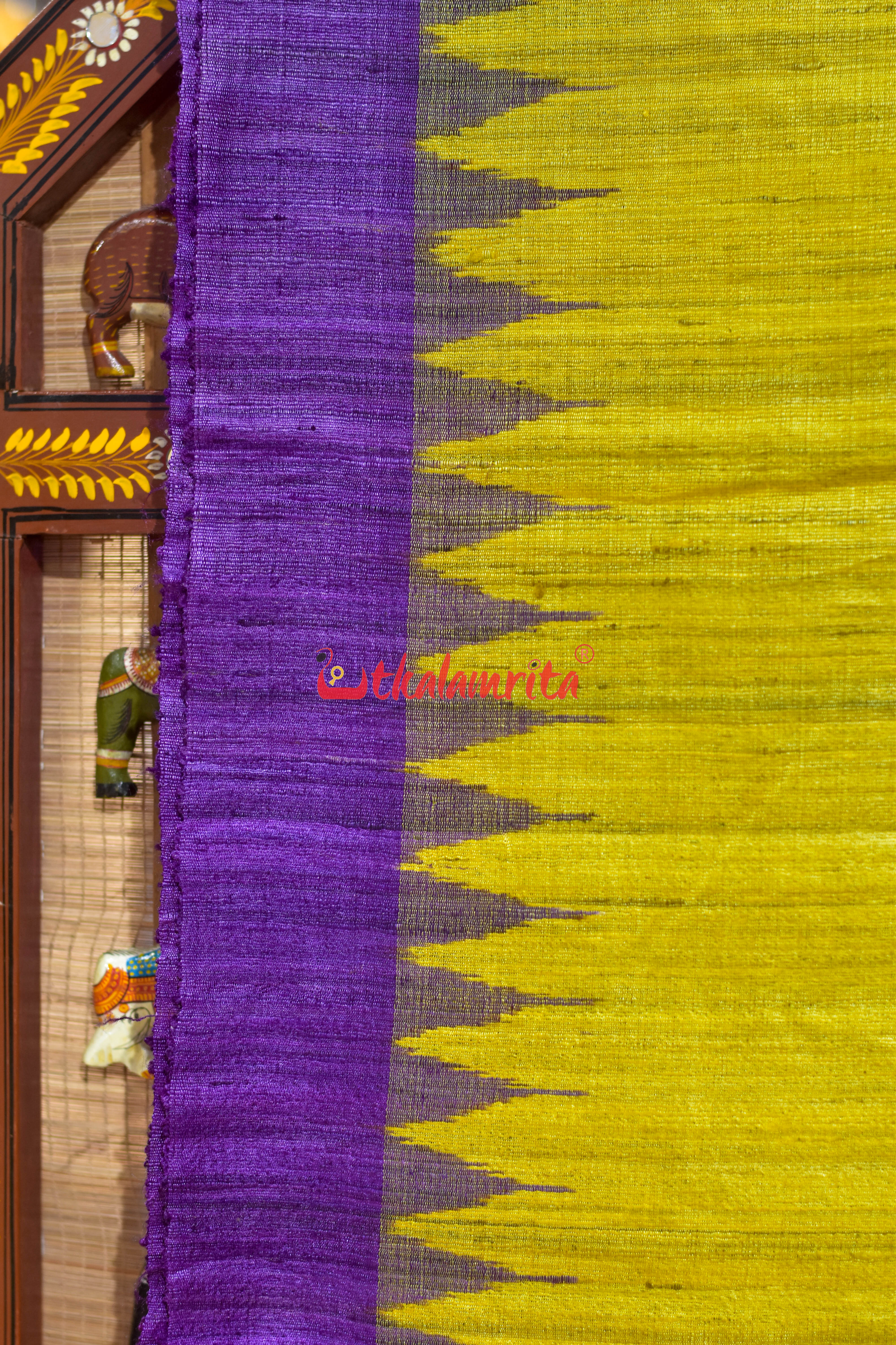 Yellow Violet Laxmi Pada Gopalpur Tussar Silk Saree