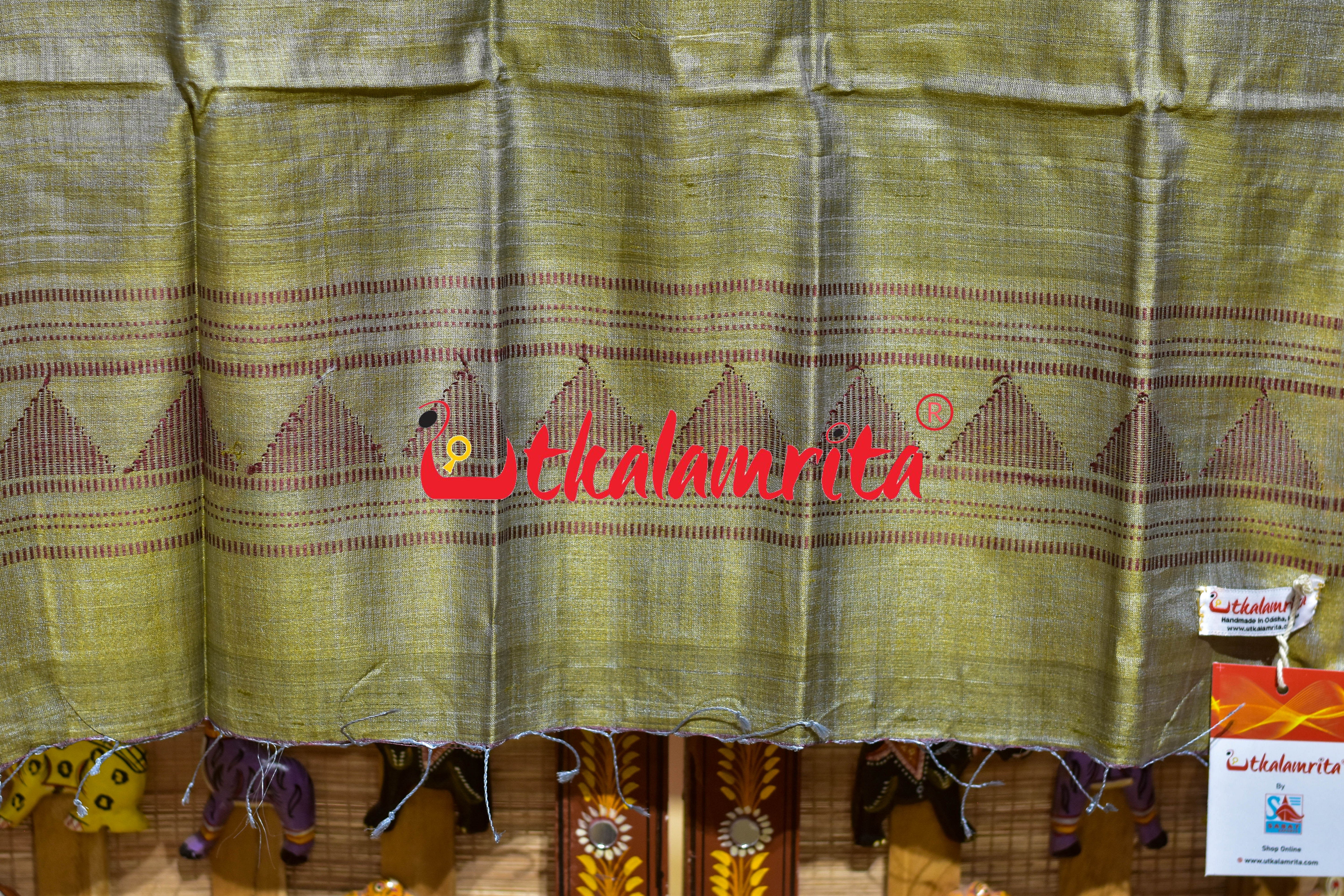 Light Brown Maroon Dongria Tussar Silk (Stole)