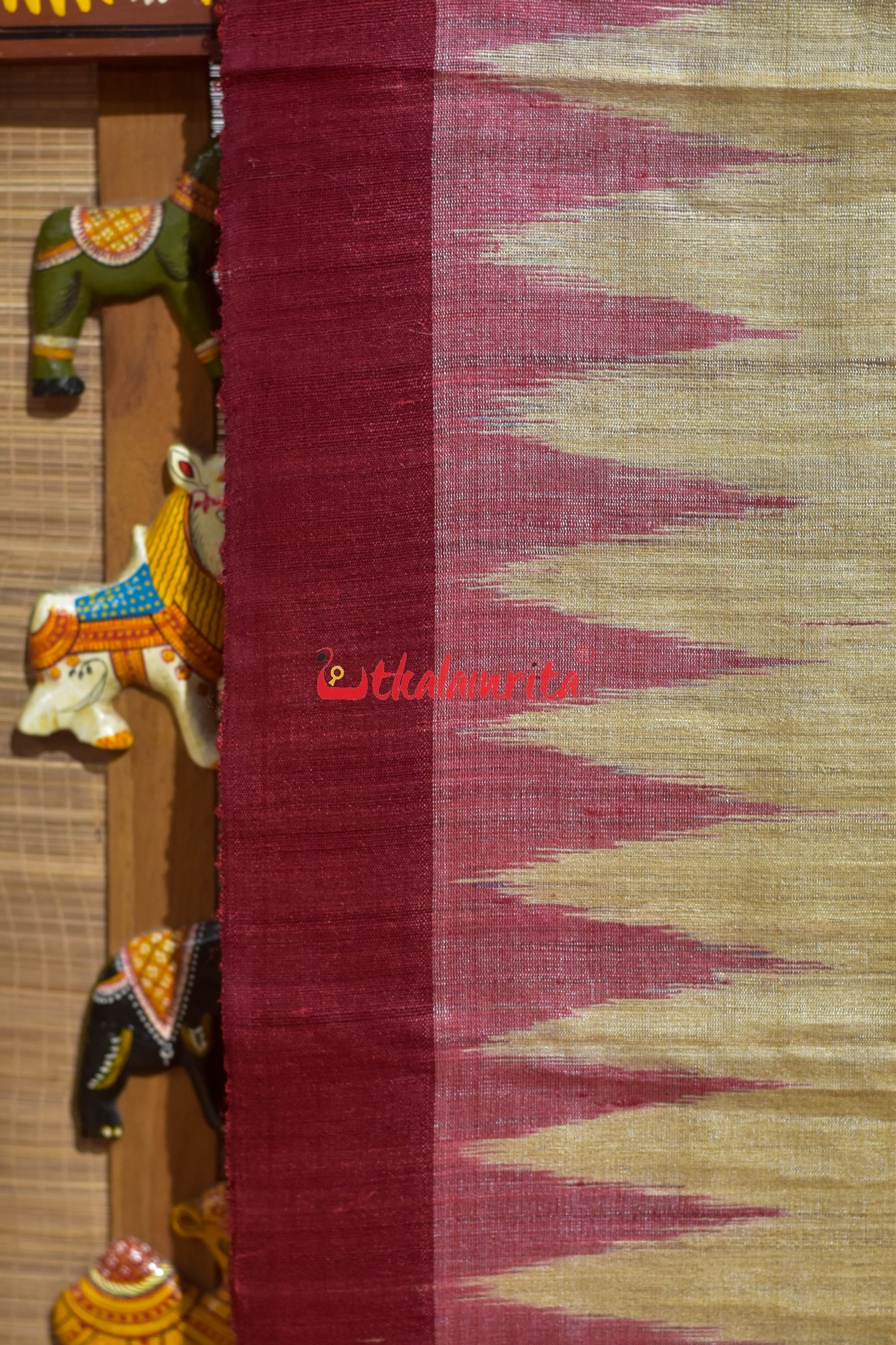 Red Kumbha Ghee Gopalpur Tussar Silk Saree