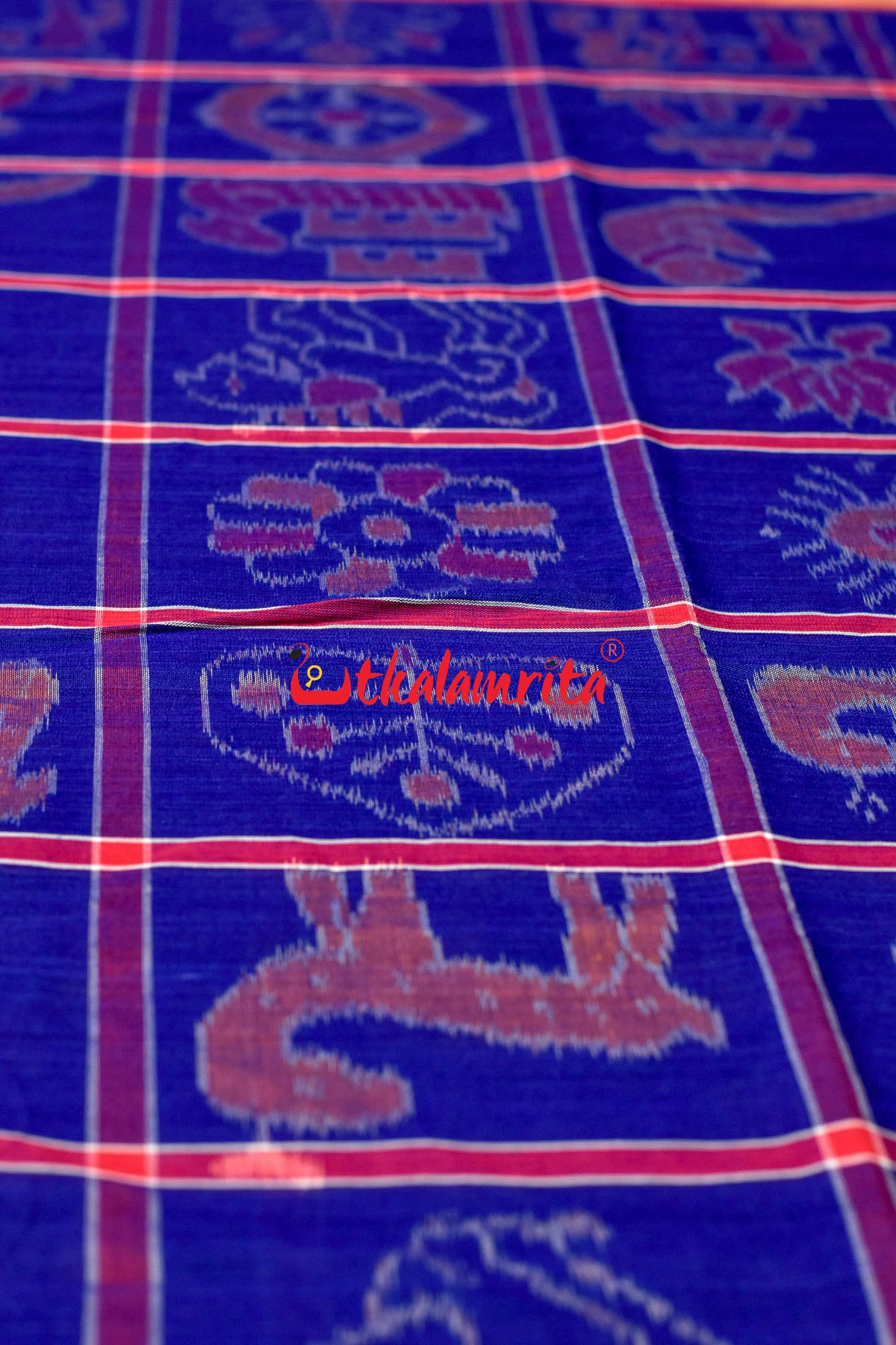 Blueish Red Border Nabakothi Cotton Saree