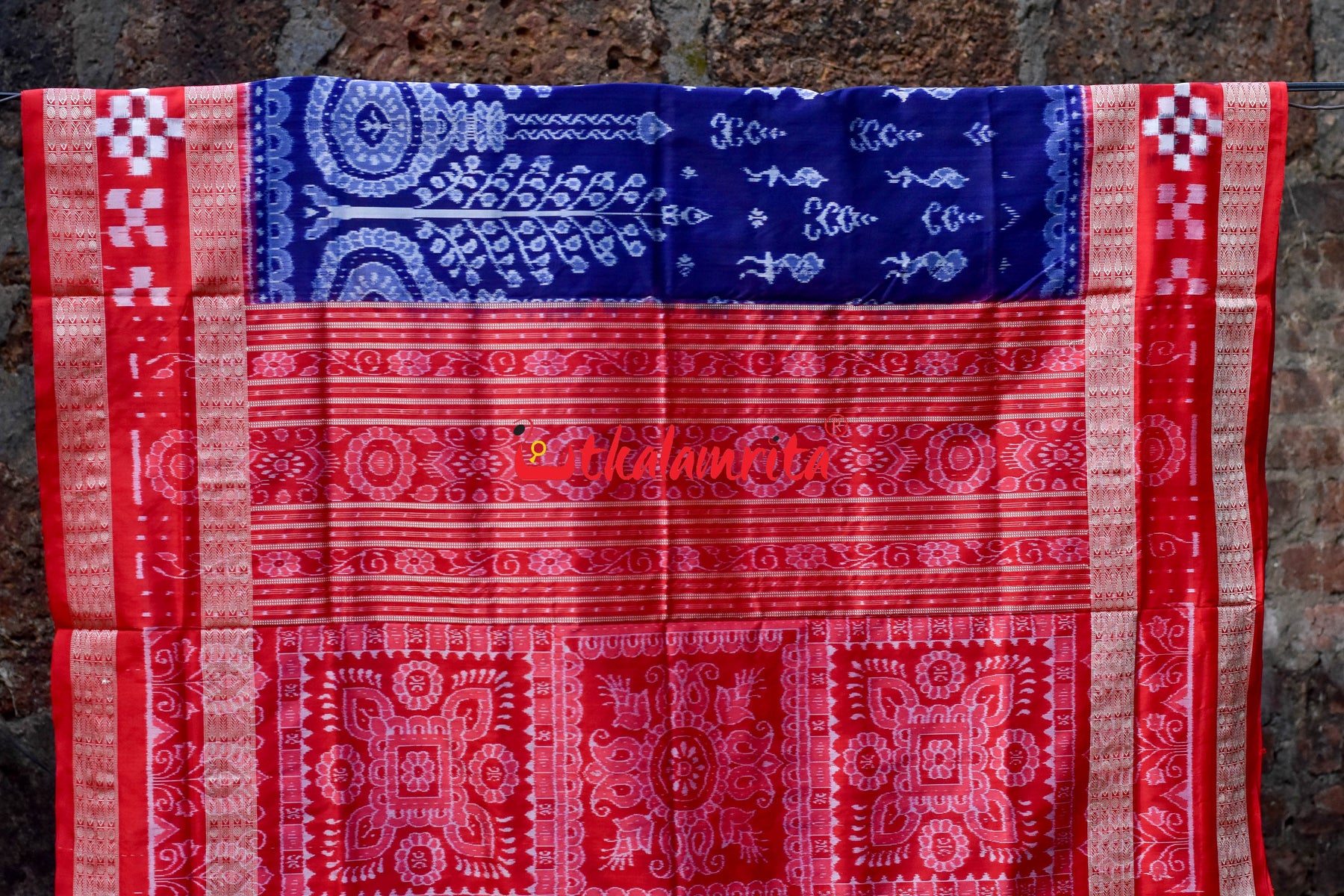 Prussian Blue Tribals Sambalpuri Silk Saree