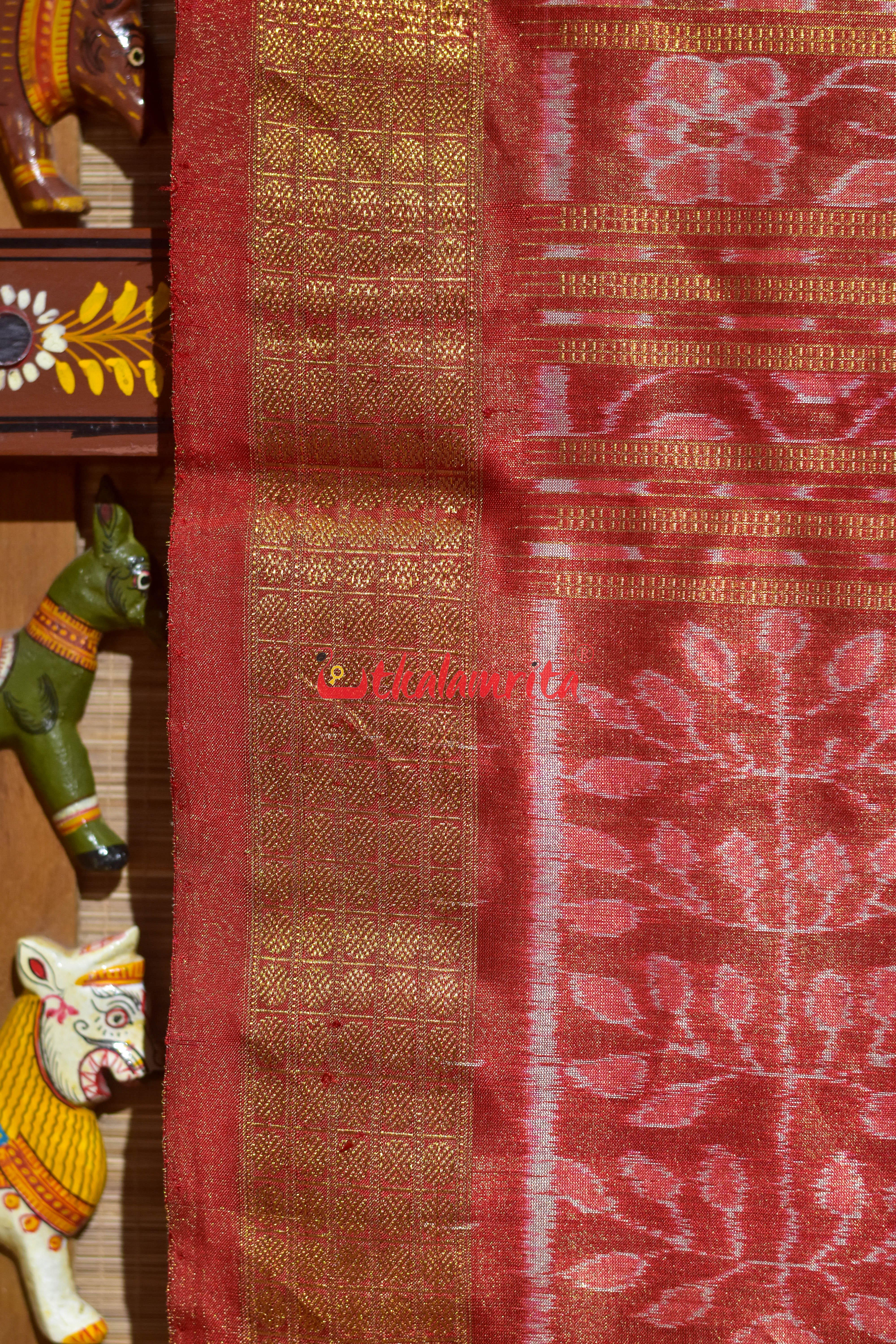 Burnt Orange Full Tissue Nabakothi Sambalpuri Silk Saree