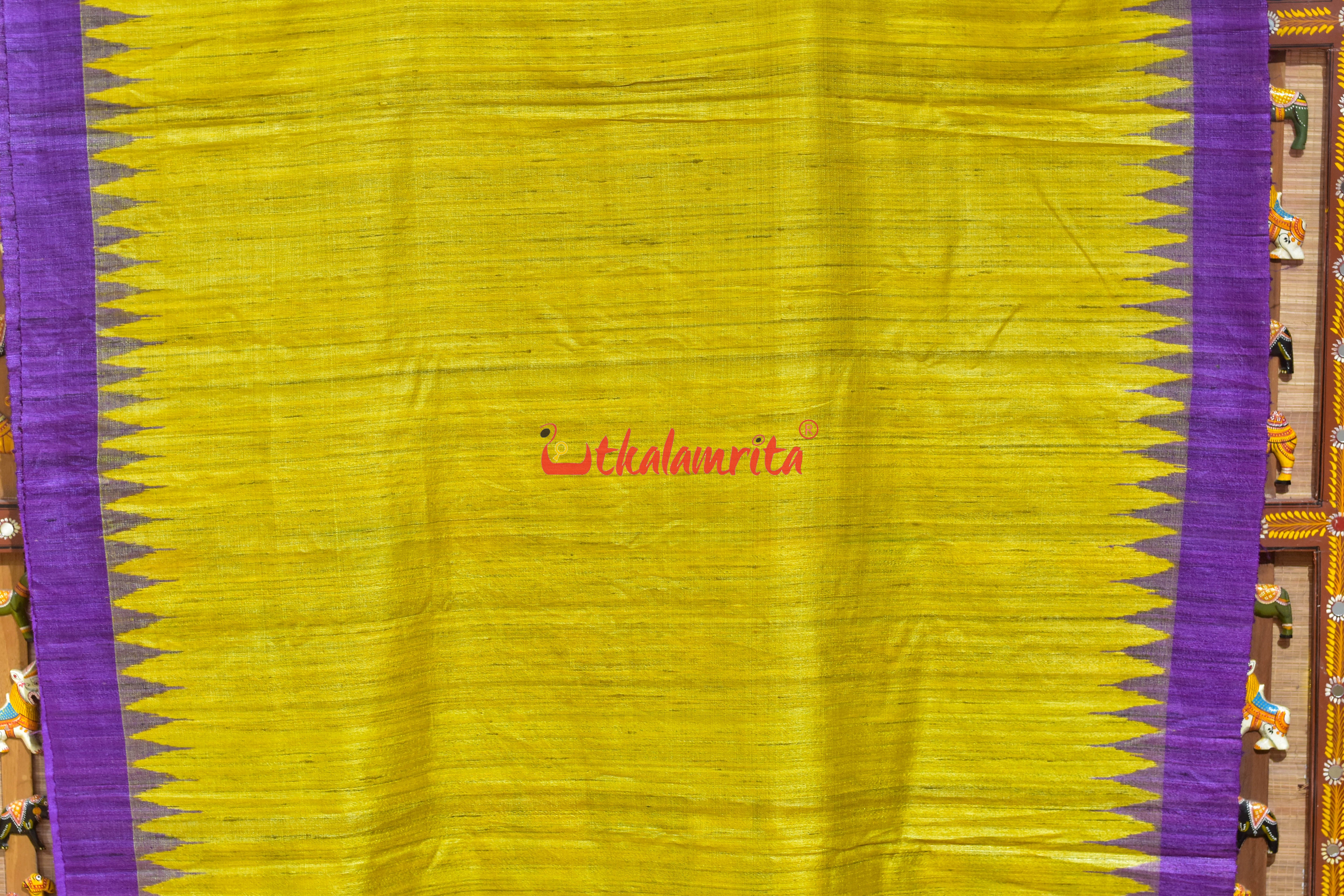 Yellow Violet Laxmi Pada Gopalpur Tussar Silk Saree