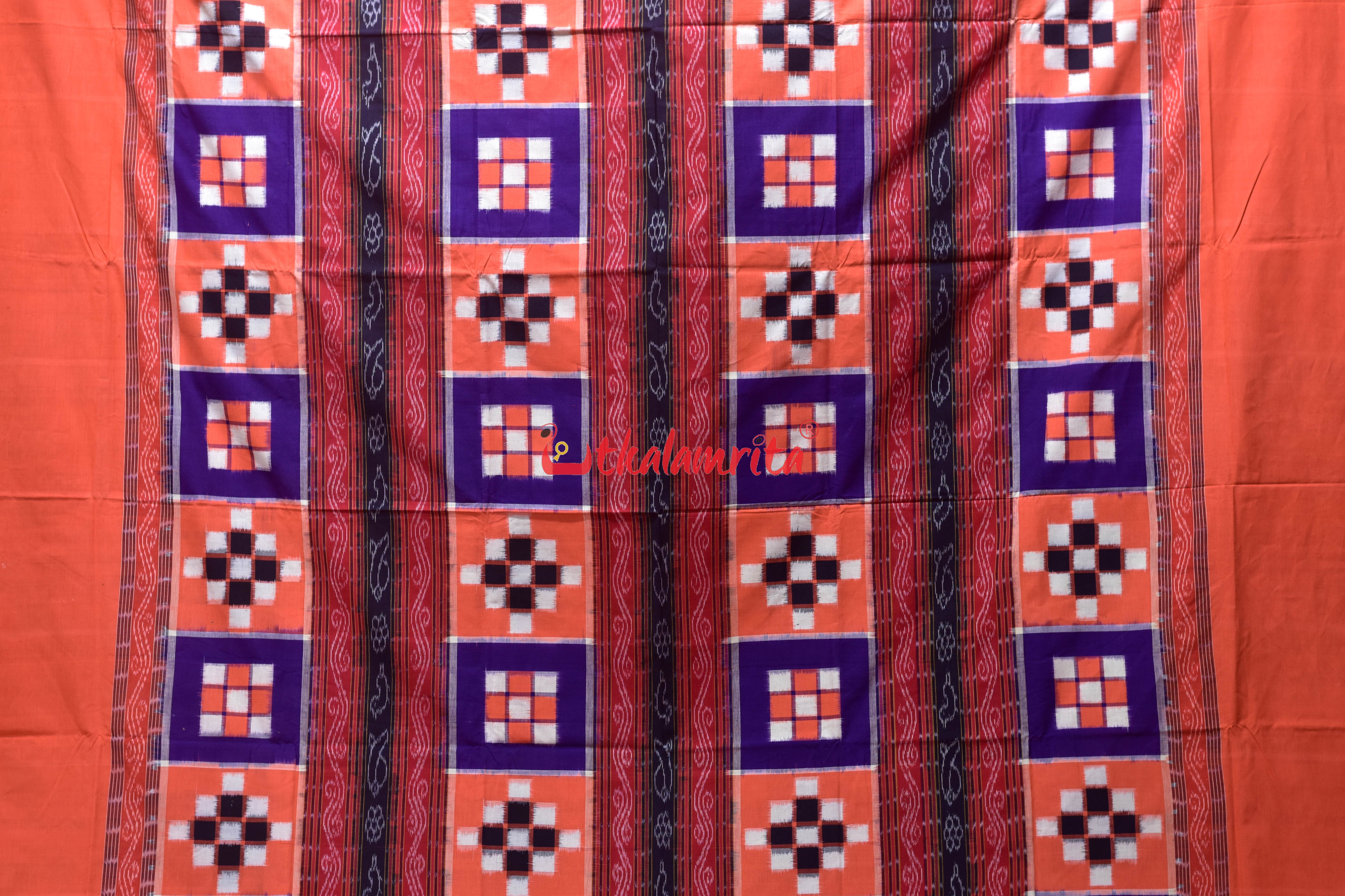 Orange Purple Bichitrapuri Cotton (Double Bedsheet)
