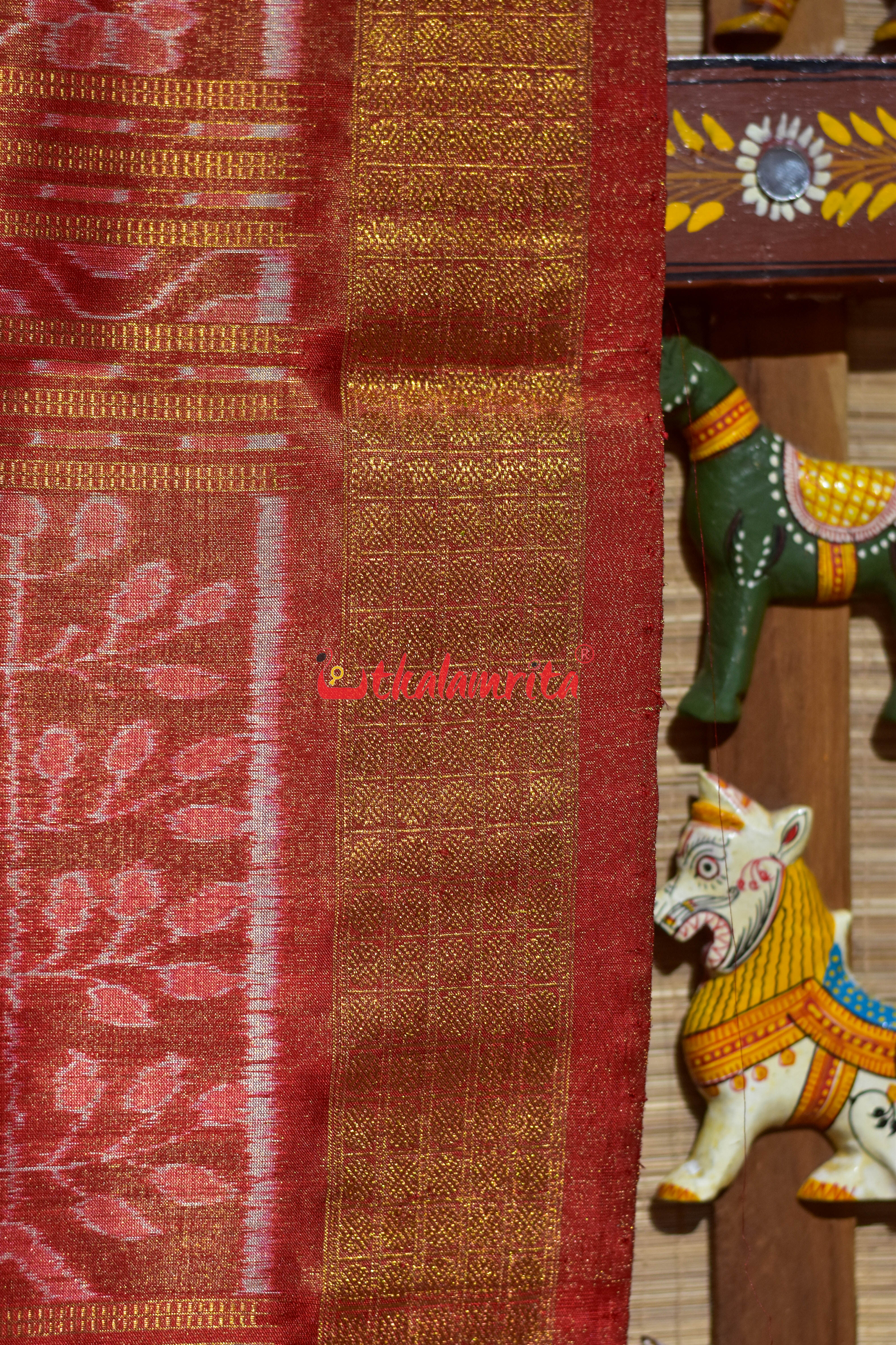 Burnt Orange Full Tissue Nabakothi Sambalpuri Silk Saree