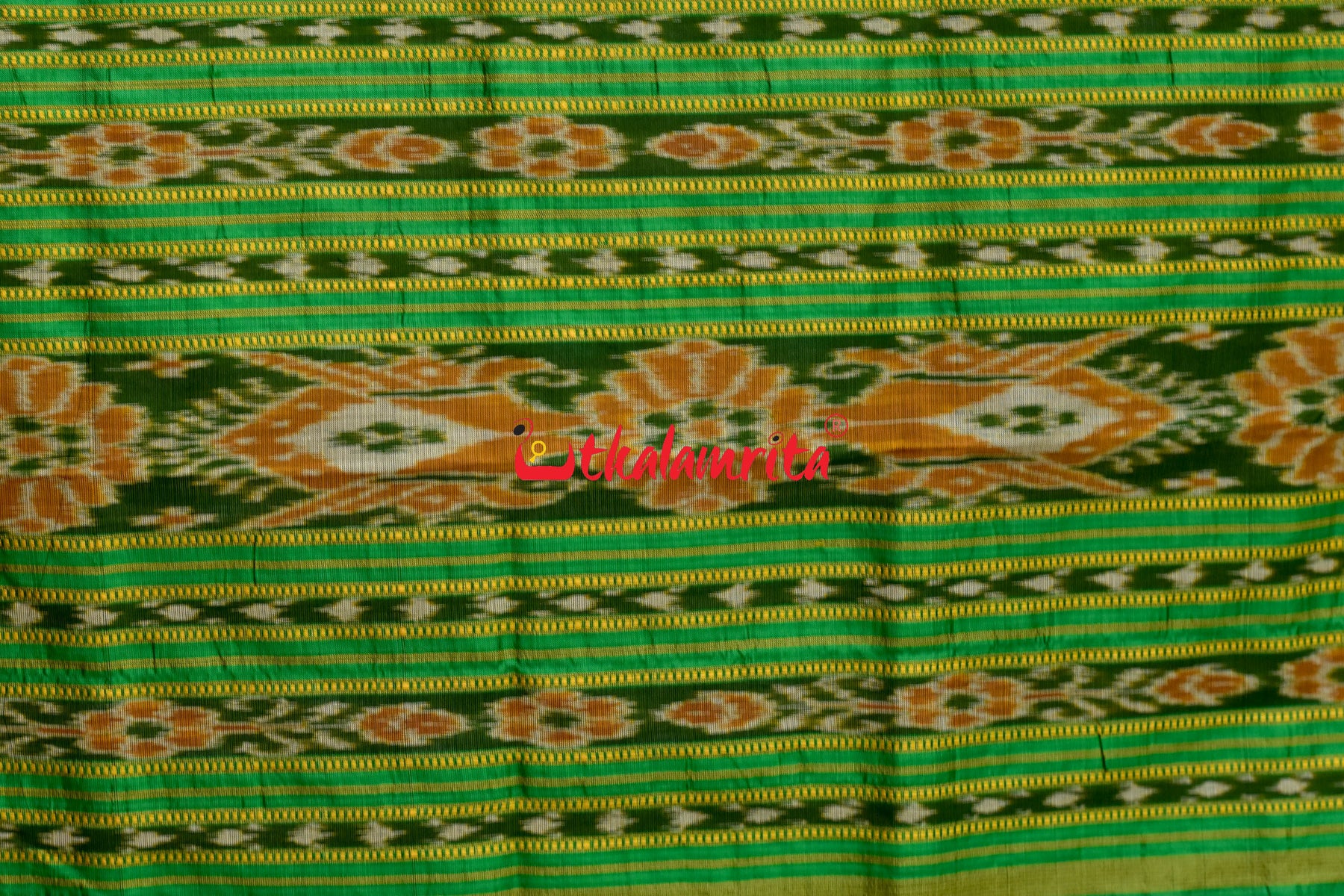 Green Border Body Dots Khandua Silk Saree