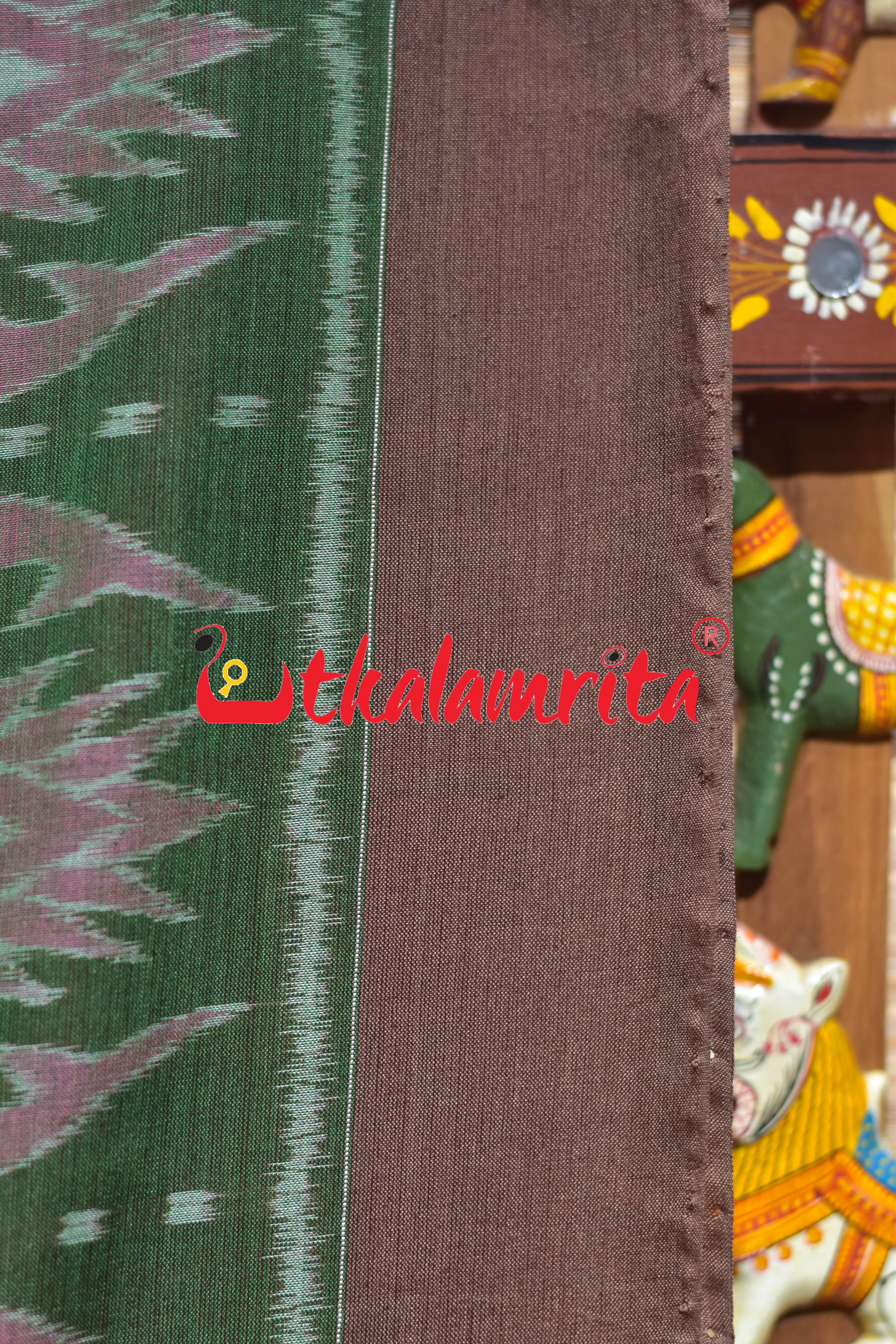 Green Jodi Sankha Khandua Cotton Saree