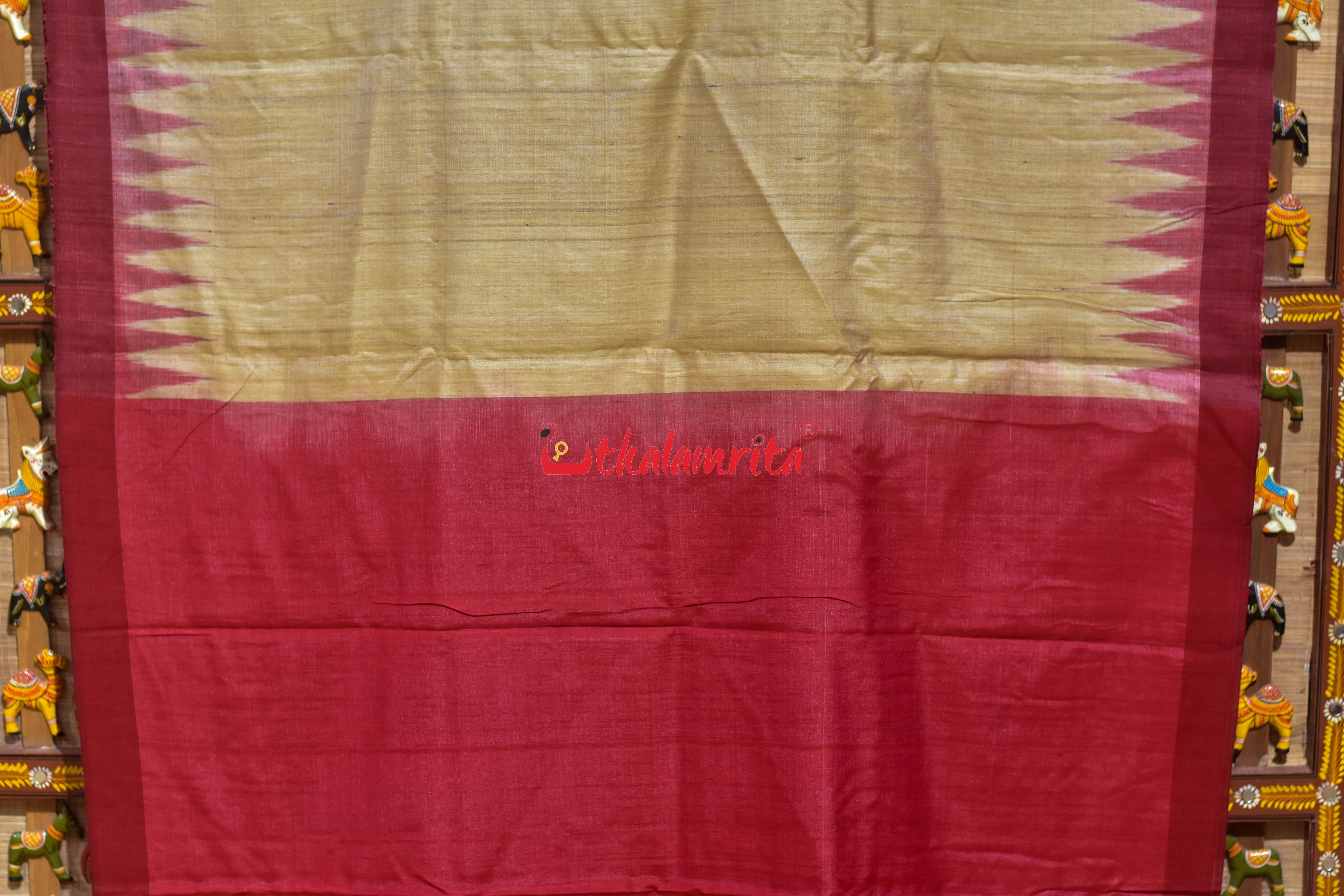 Red Kumbha Ghee Gopalpur Tussar Silk Saree