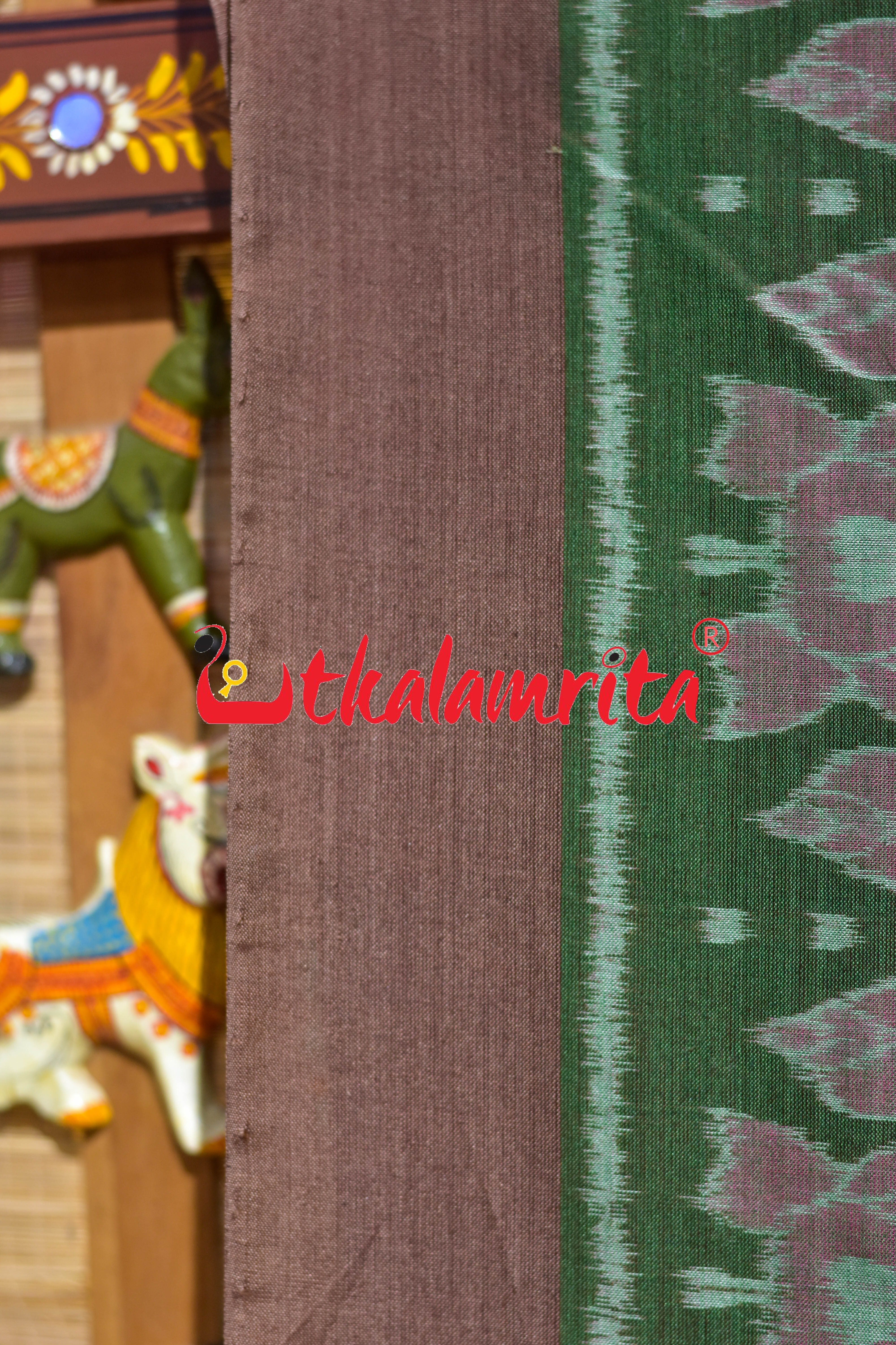 Green Jodi Sankha Khandua Cotton Saree