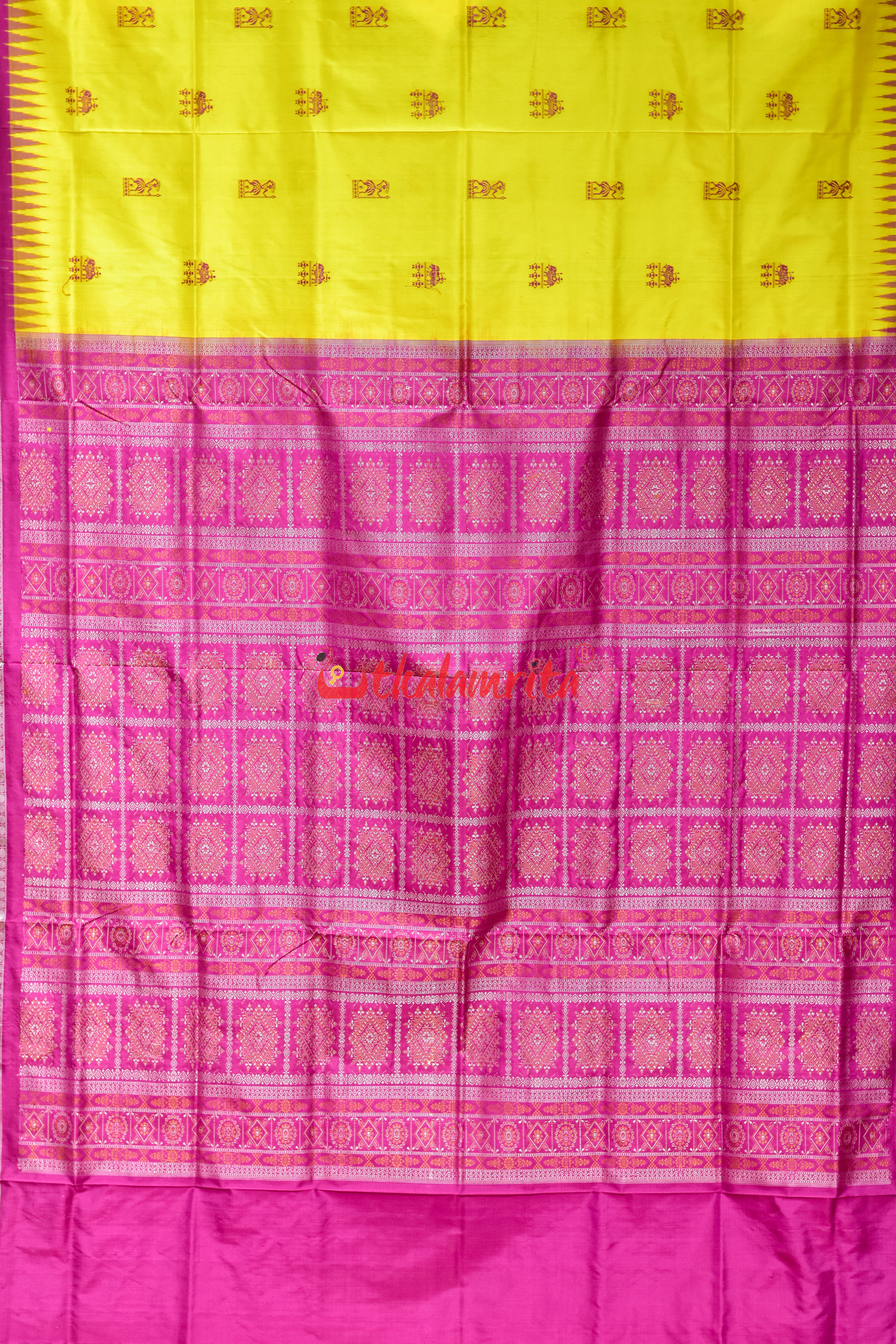 Yellow Rani Sabari Bomkai Silk Saree