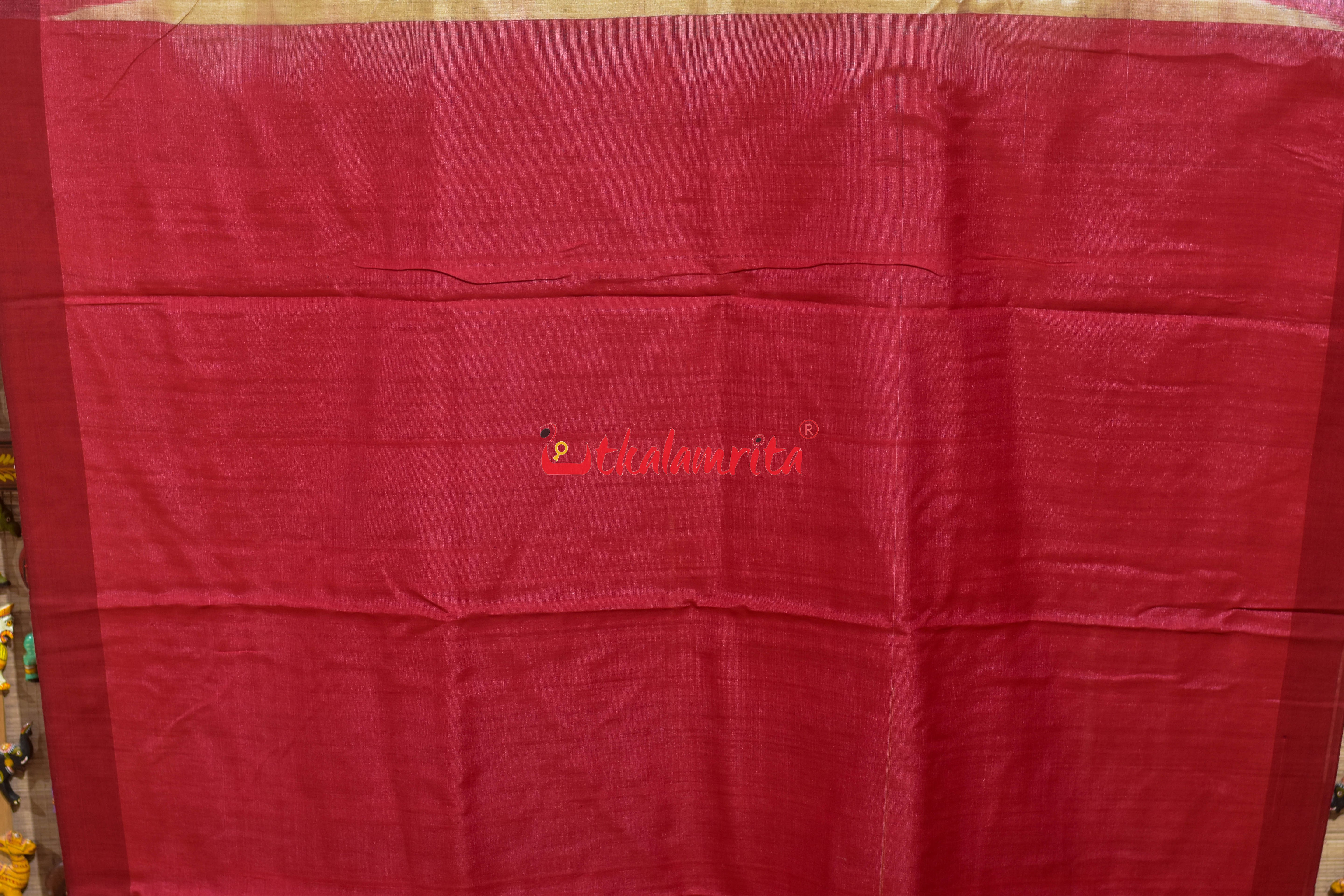 Red Kumbha Ghee Gopalpur Tussar Silk Saree