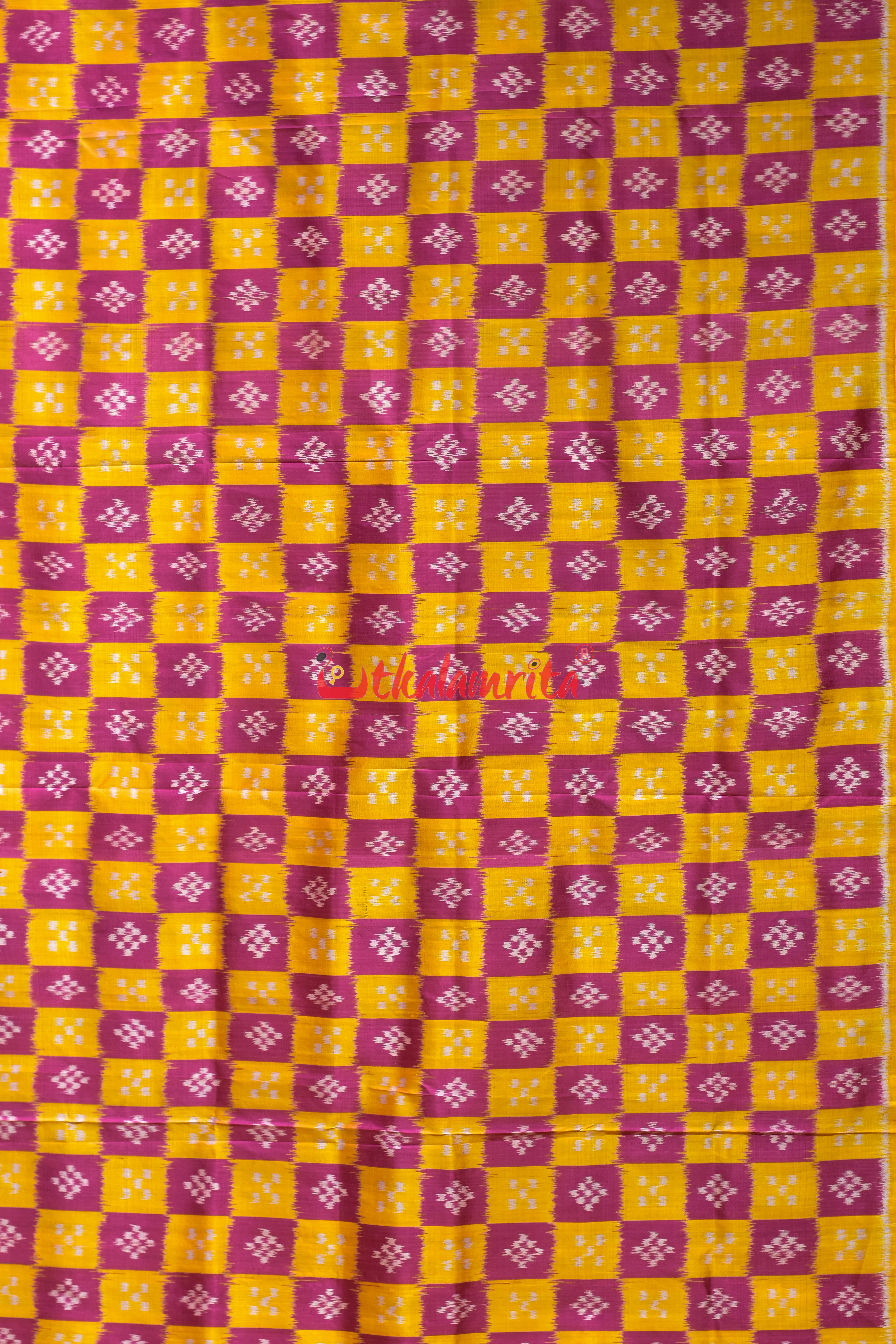 Pink Yellow Body Pasapali Khandua Silk Saree