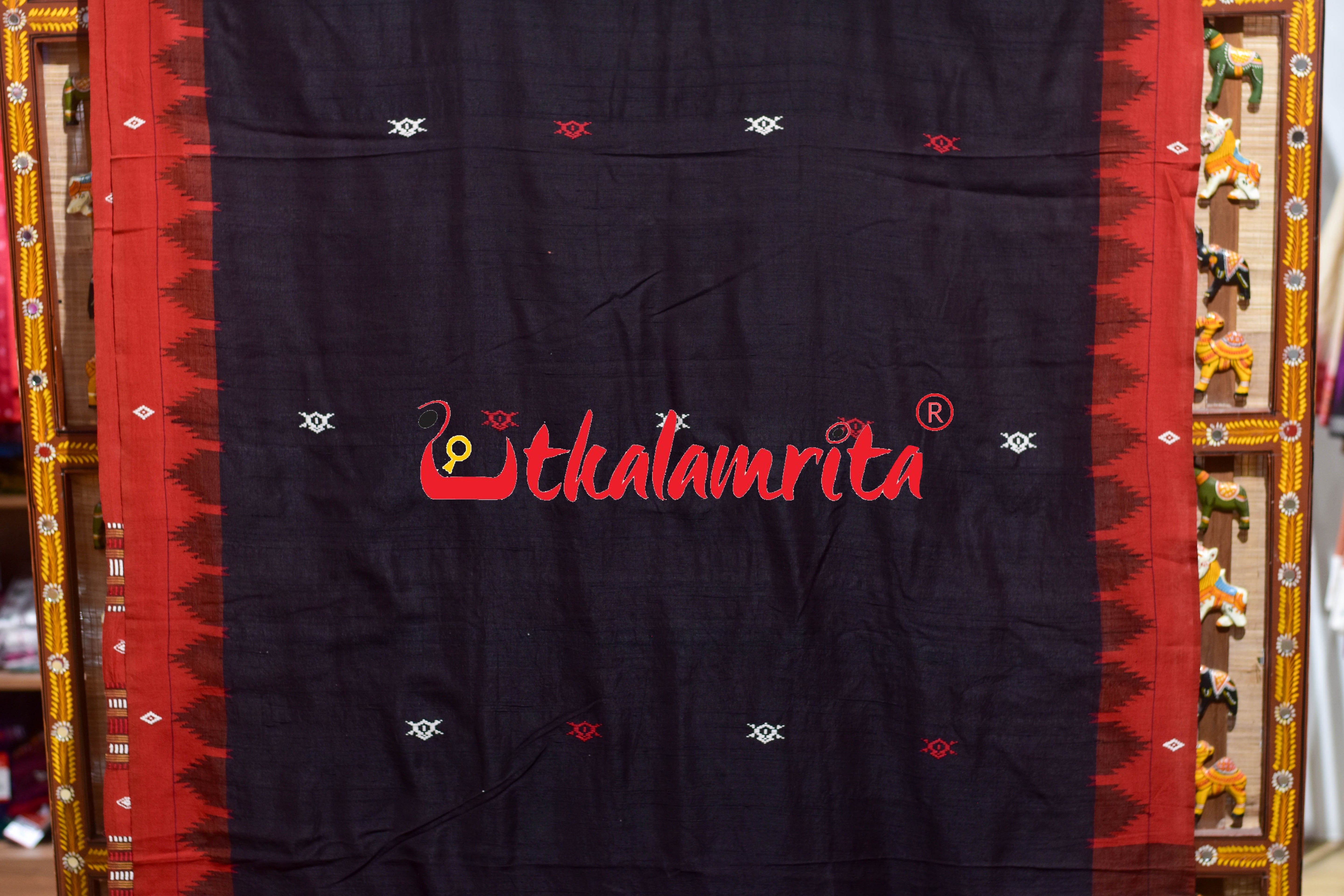 Coffee Rust Temple Border Tussar Kotpad Silk Saree