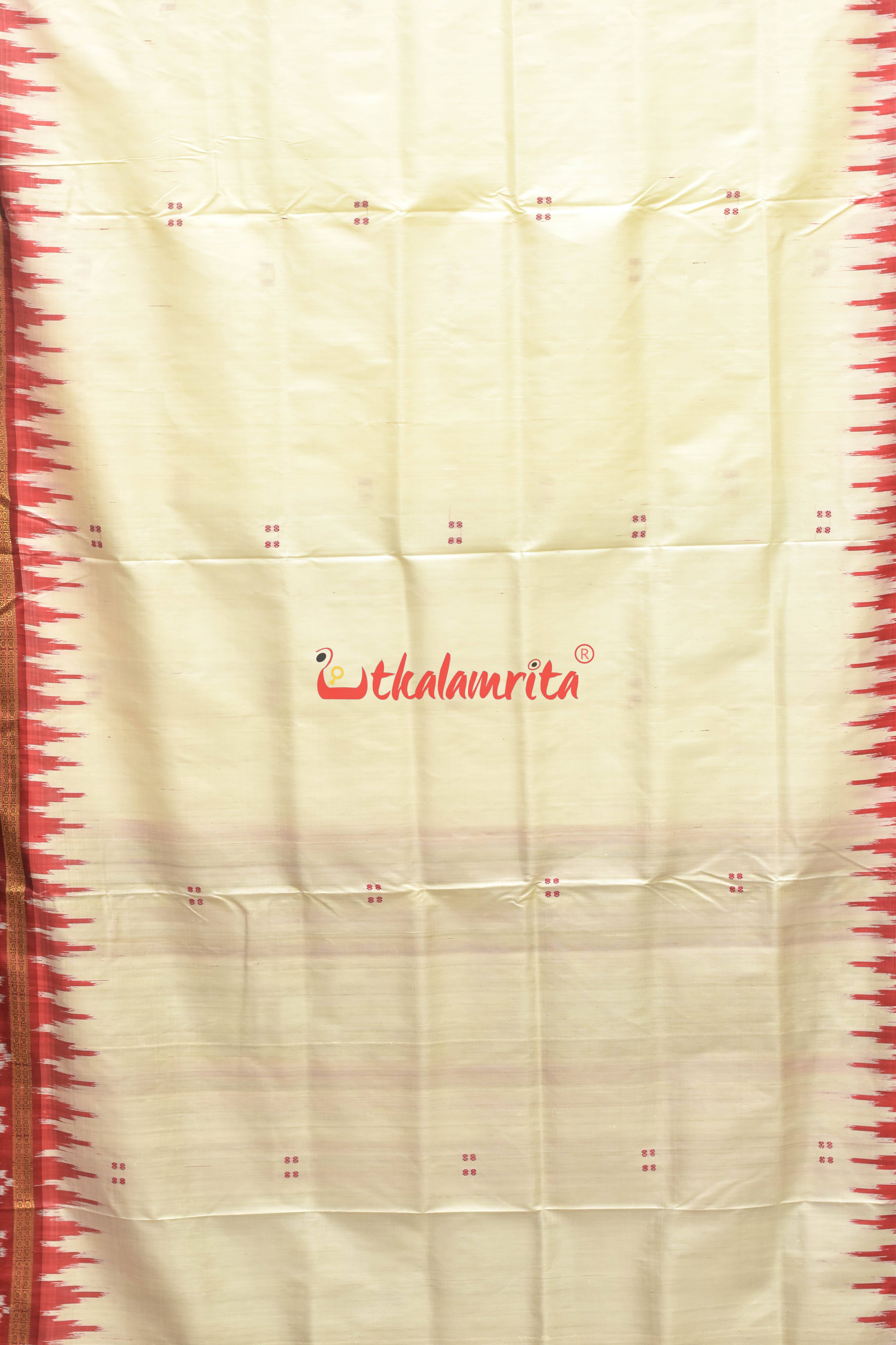 White Maroon Pasapali Border Khandua Silk Saree