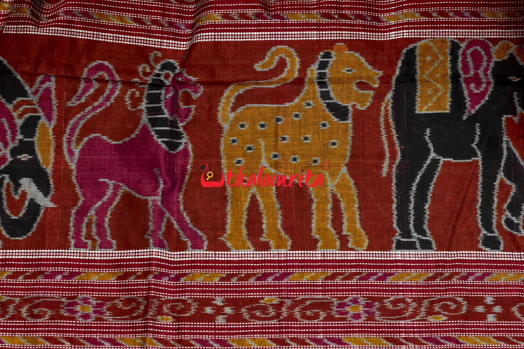 Black Red and Green Combo Nabakothi Cotton Saree