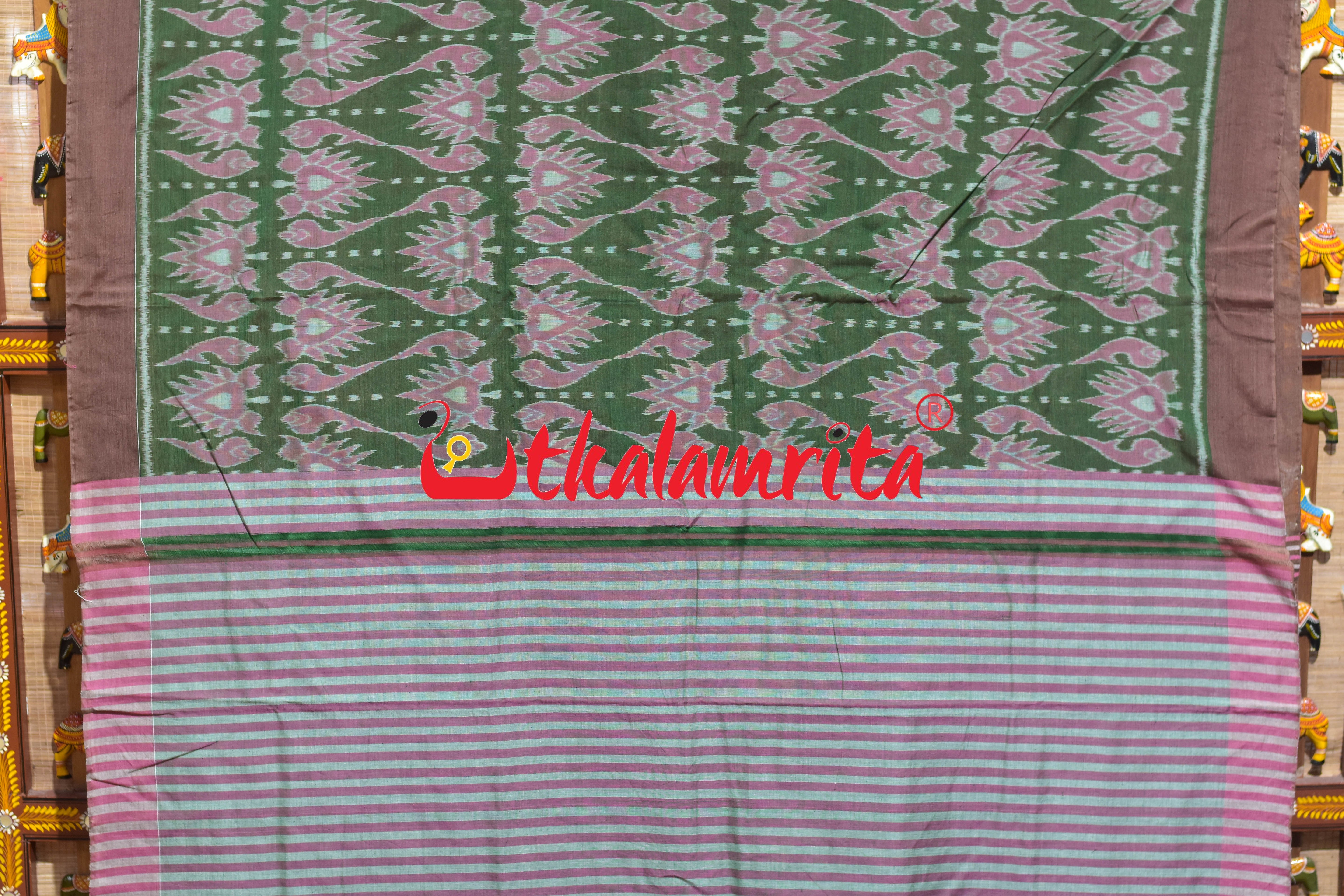 Green Jodi Sankha Khandua Cotton Saree