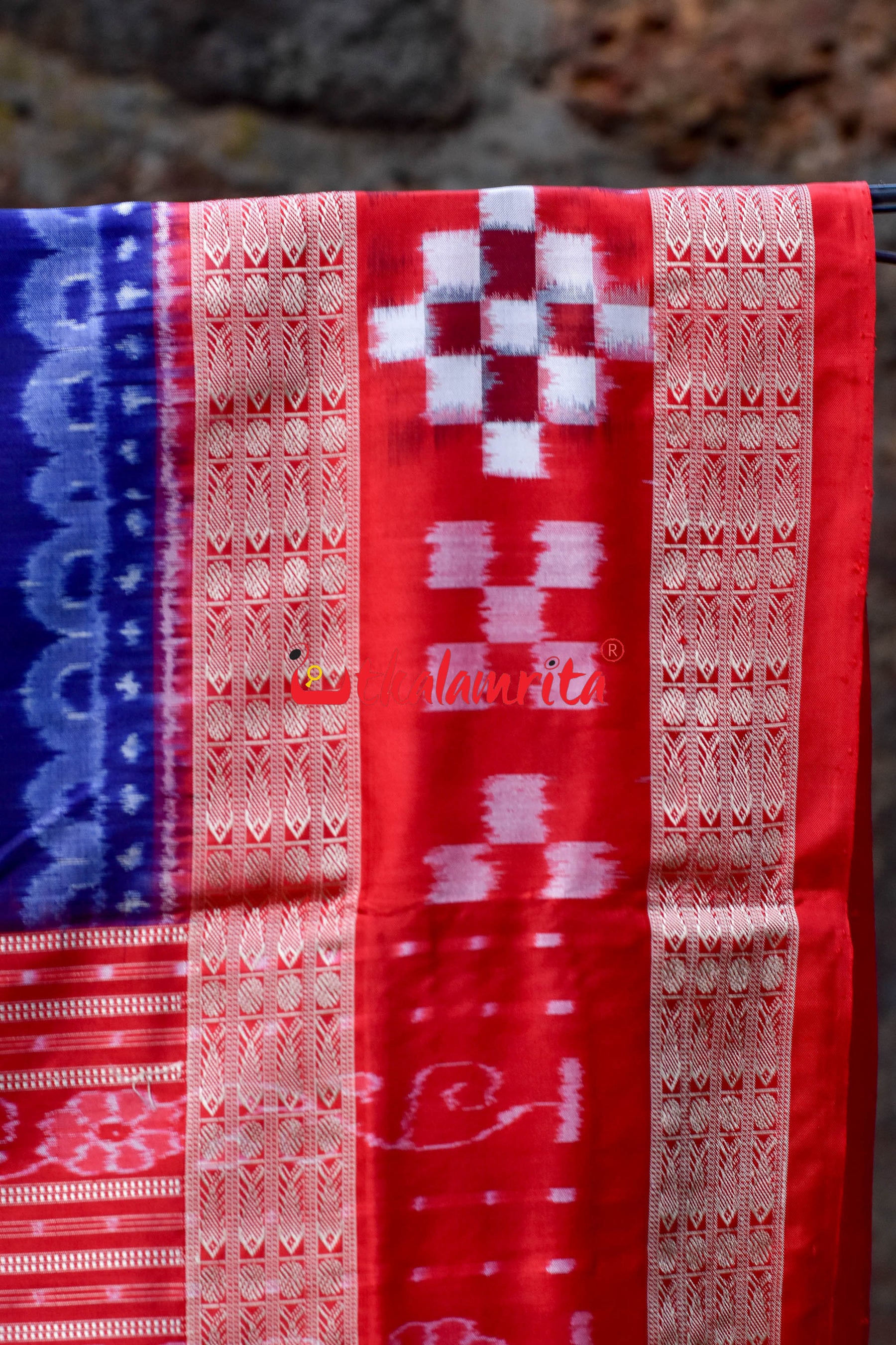 Prussian Blue Tribals Sambalpuri Silk Saree