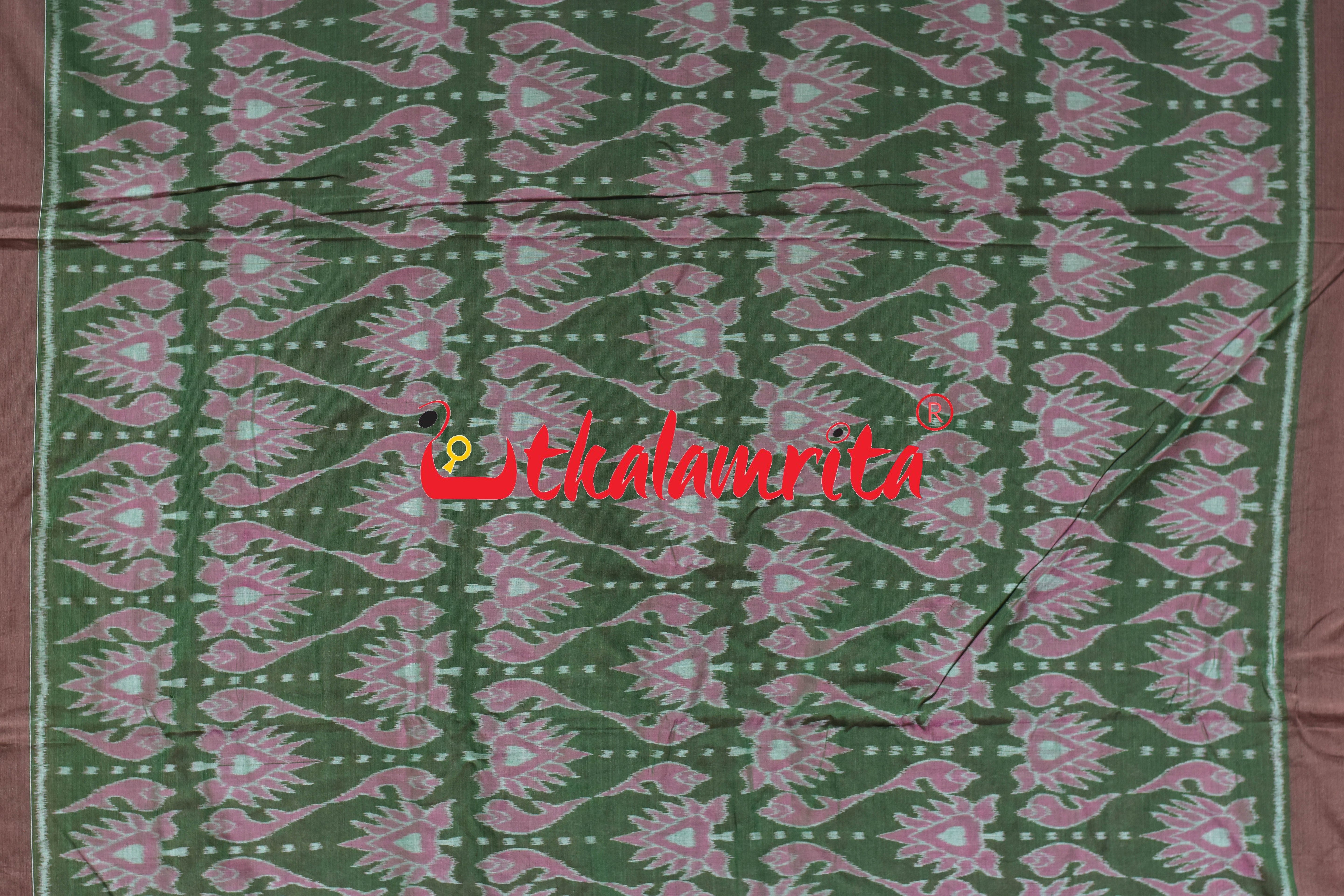 Green Jodi Sankha Khandua Cotton Saree