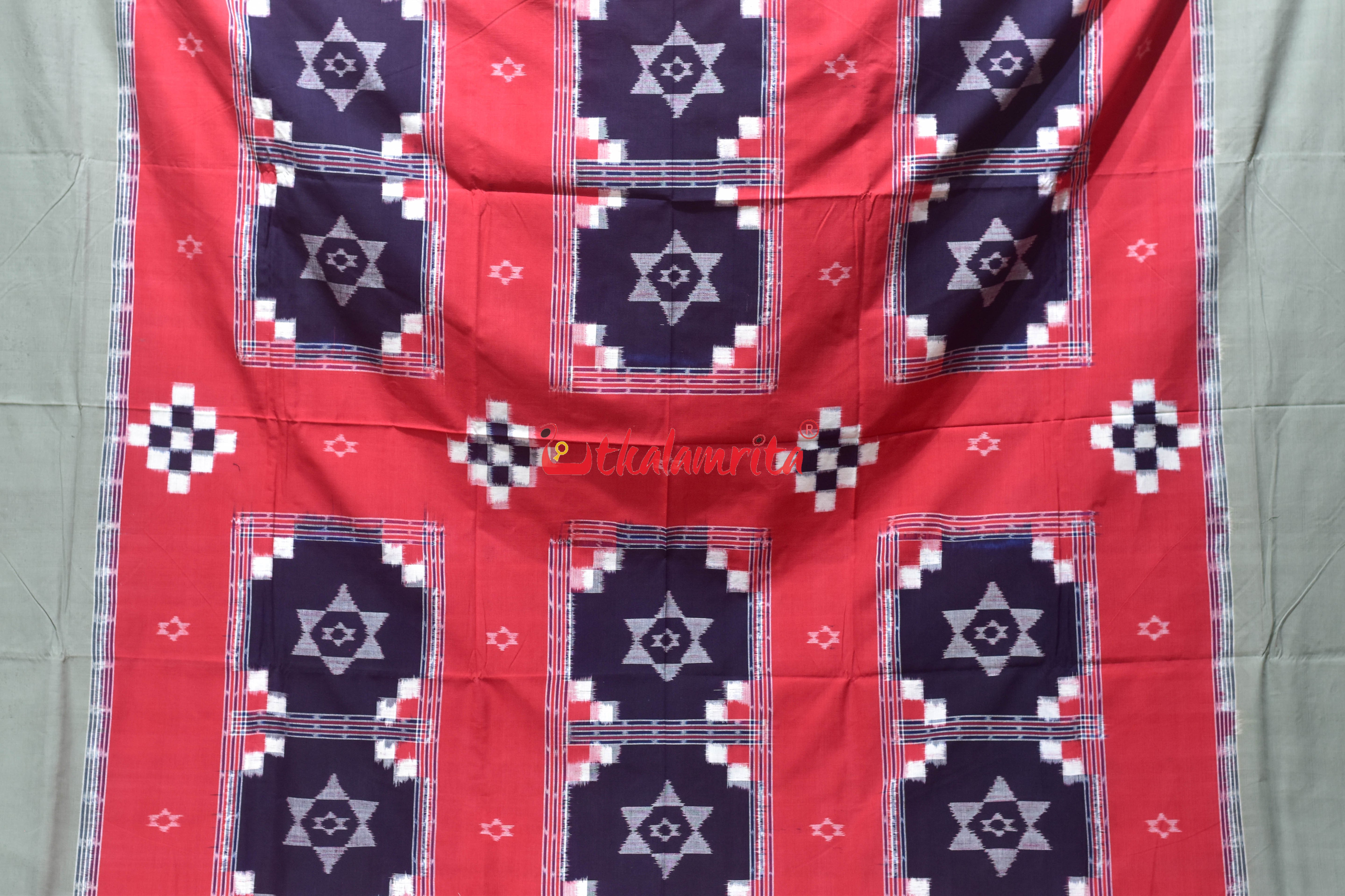 Red Blue Tipa L Design Cotton (Double Bedsheet)