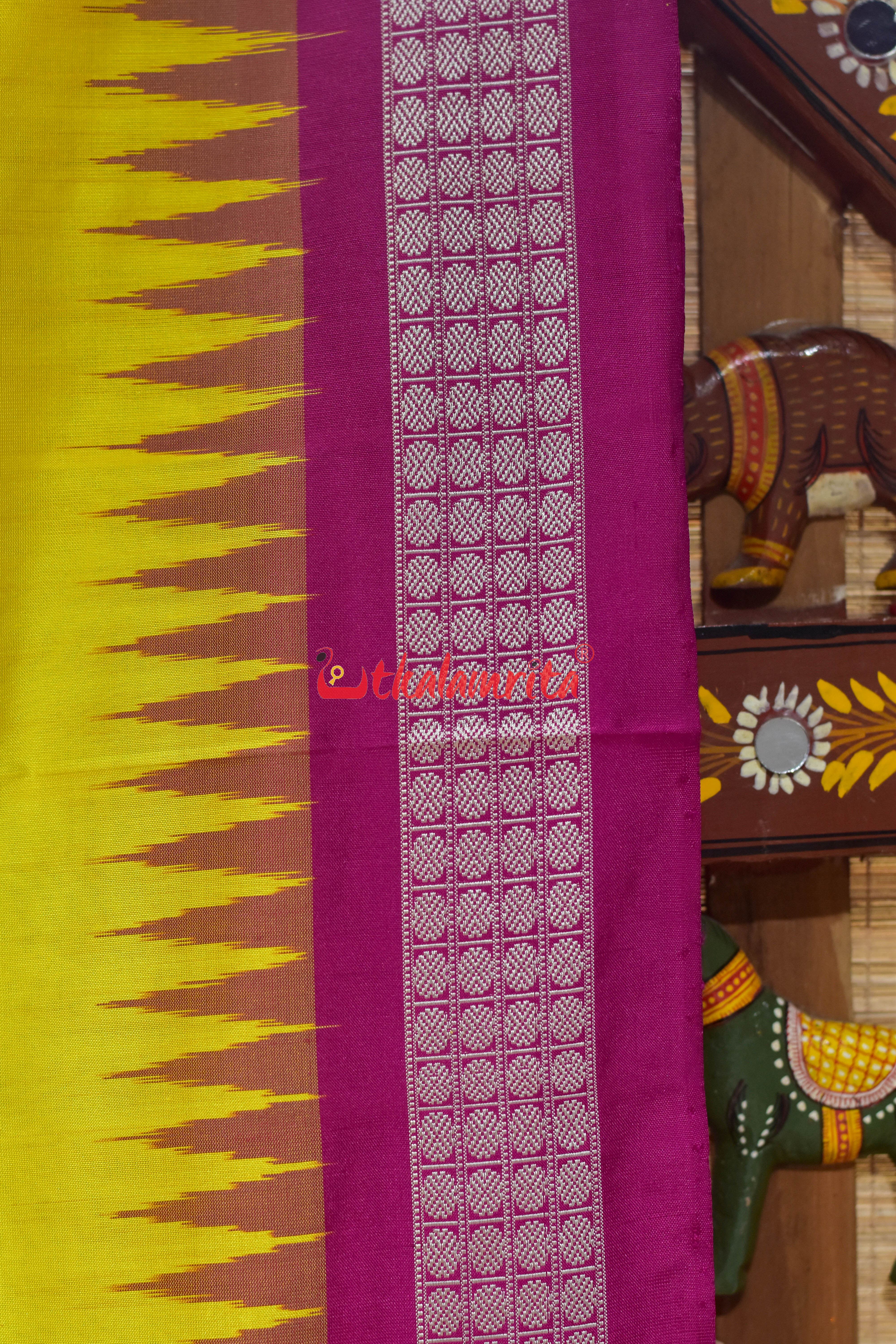 Yellow Rani Sabari Bomkai Silk Saree