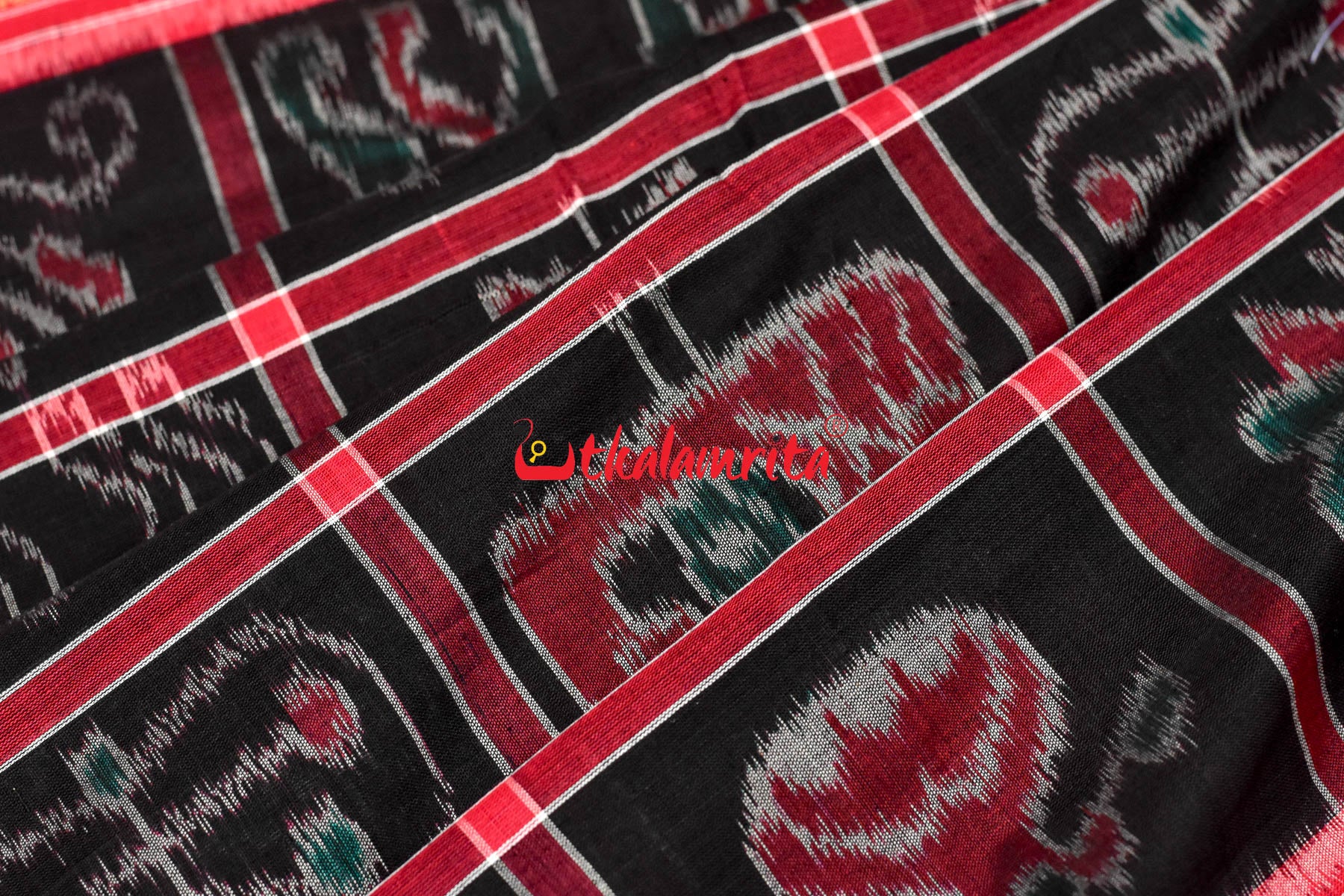Black Red and Green Combo Nabakothi Cotton Saree