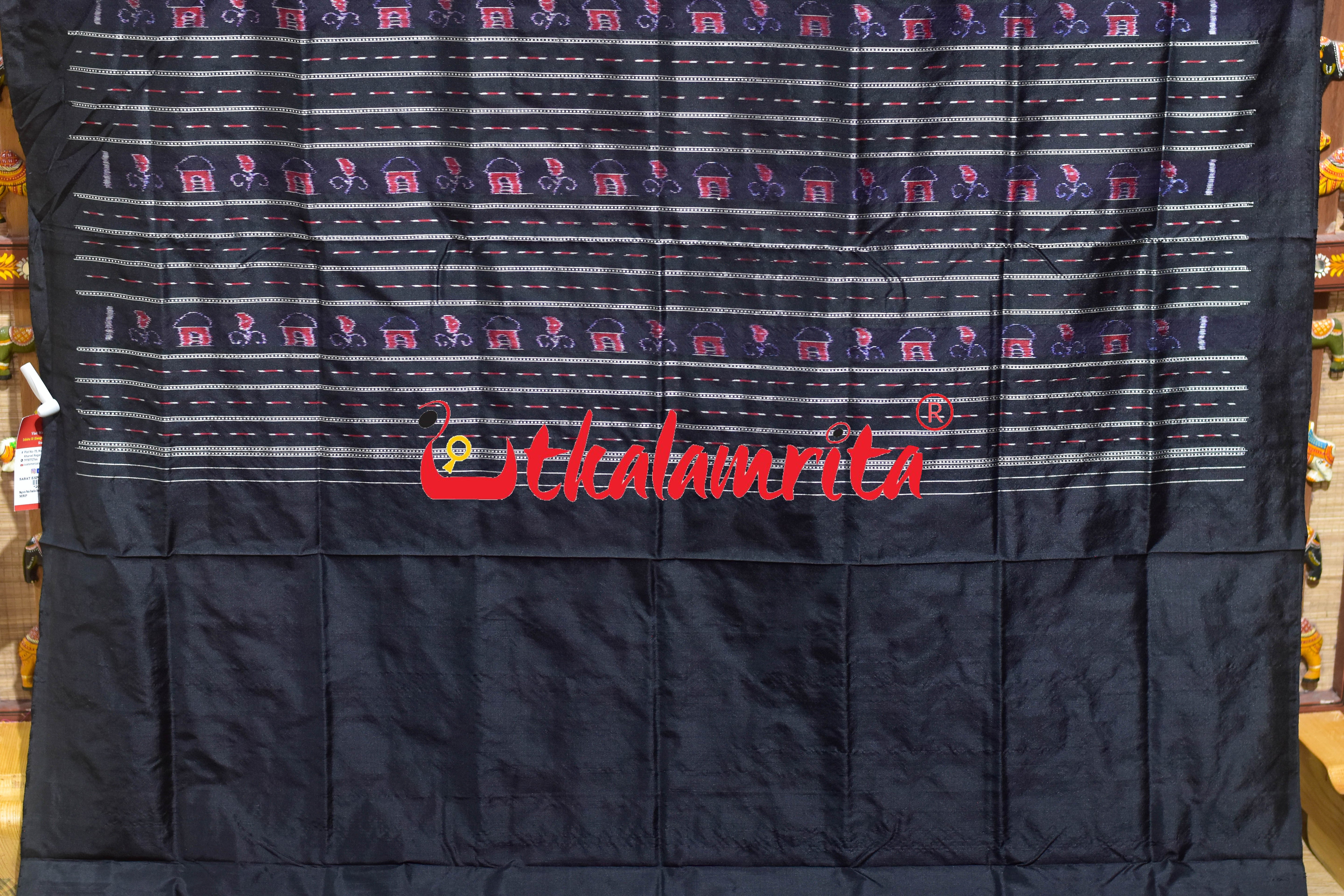 Magenta Plain Kumbha Bandha Anchal Sambalpuri Silk Saree