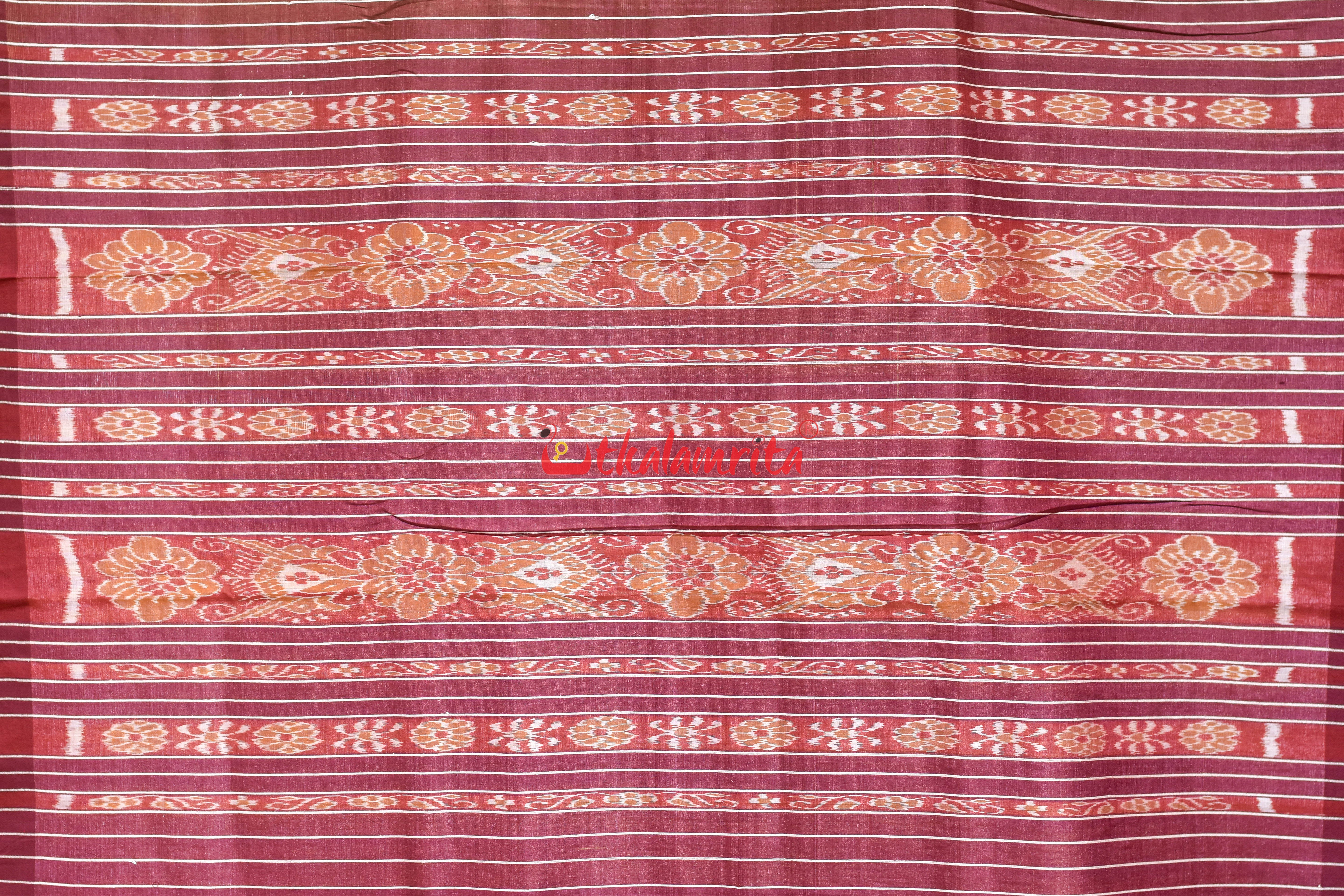 Gopalpur Tussar Yellow Maroon Saree