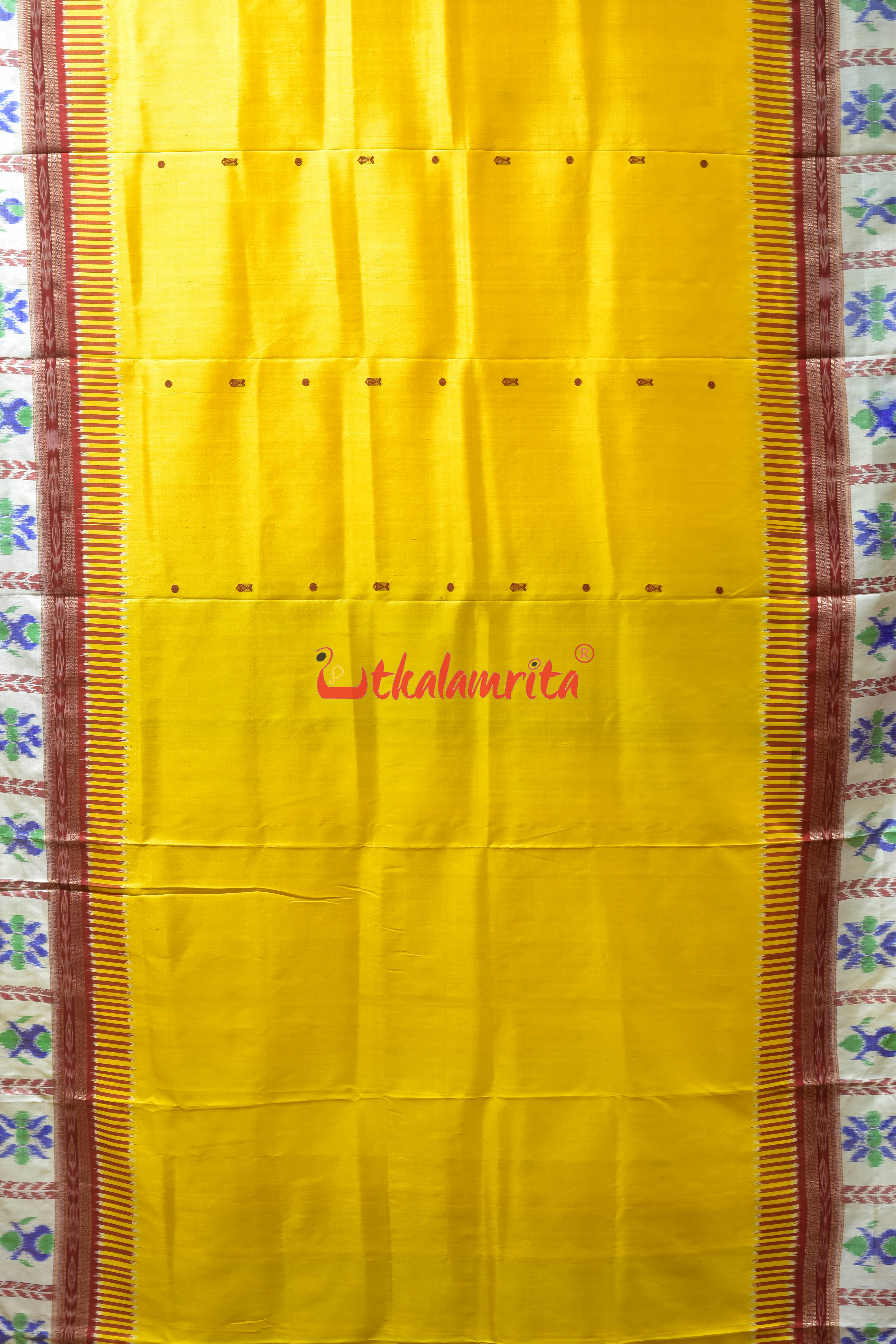 Yellow Kalash Border Kathifera Silk Saree