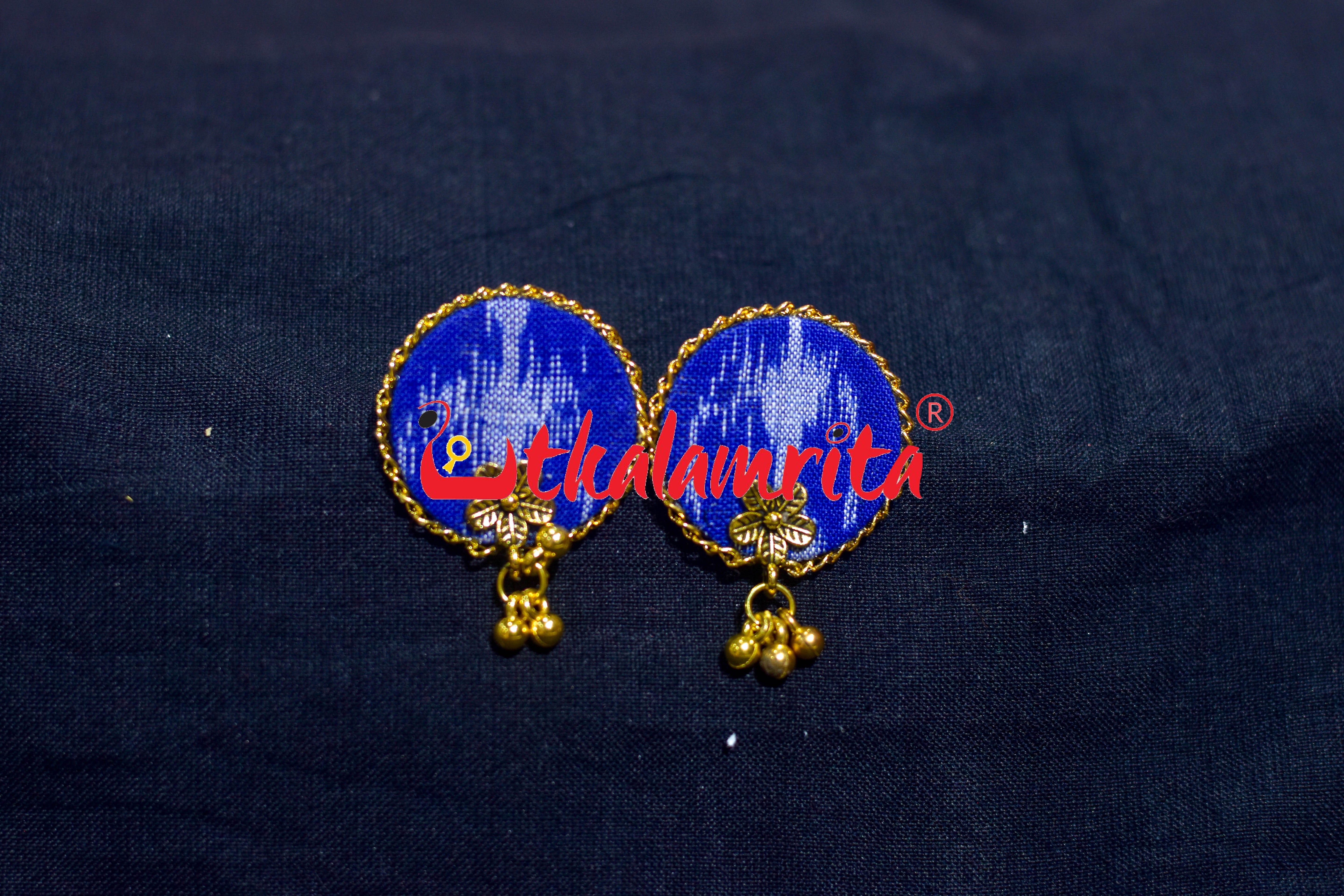 Blue Round Tribal Golden Small Necklace Set