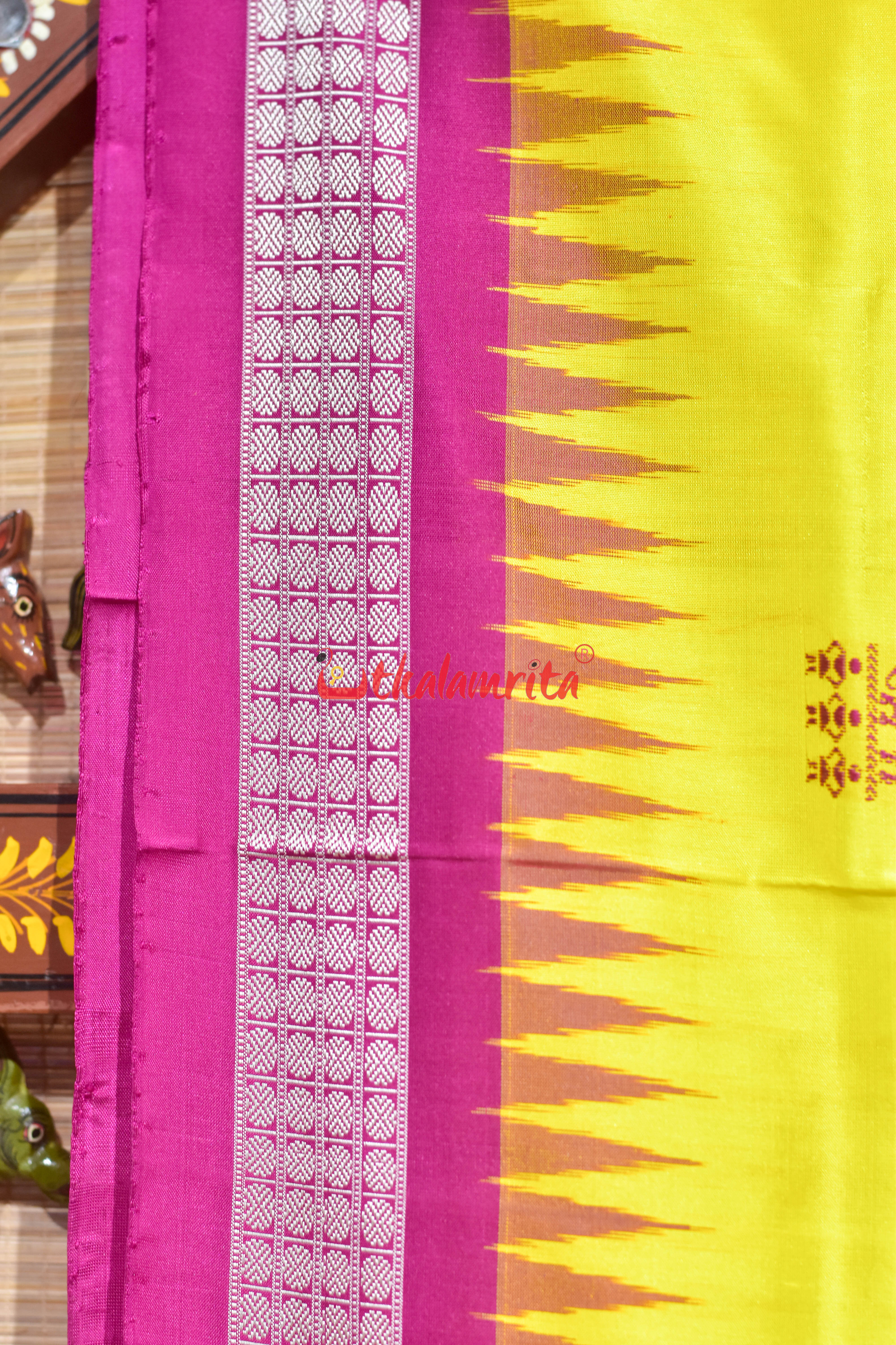 Yellow Rani Sabari Bomkai Silk Saree