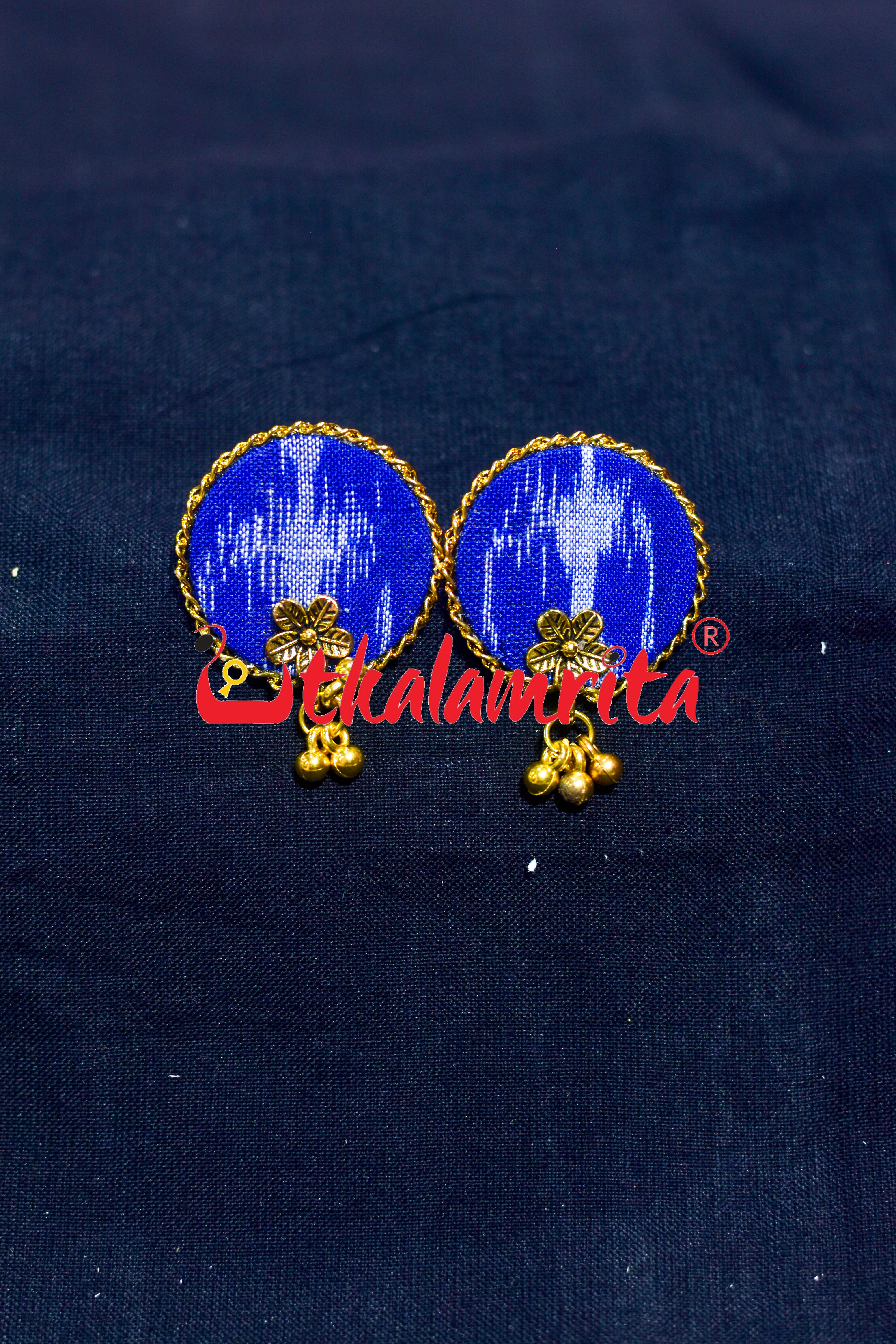 Blue Round Tribal Golden Small Necklace Set