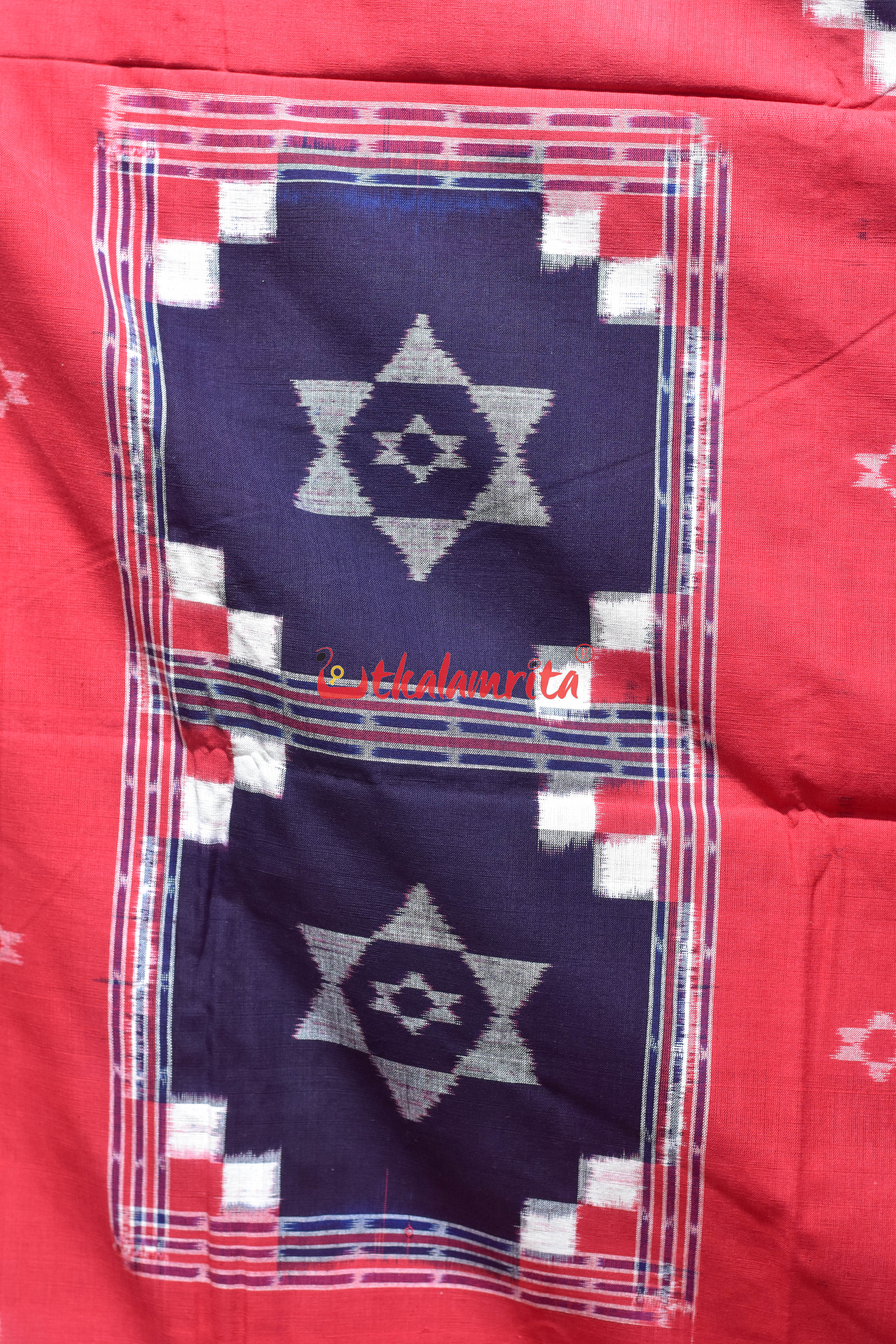 Red Blue Tipa L Design Cotton (Double Bedsheet)