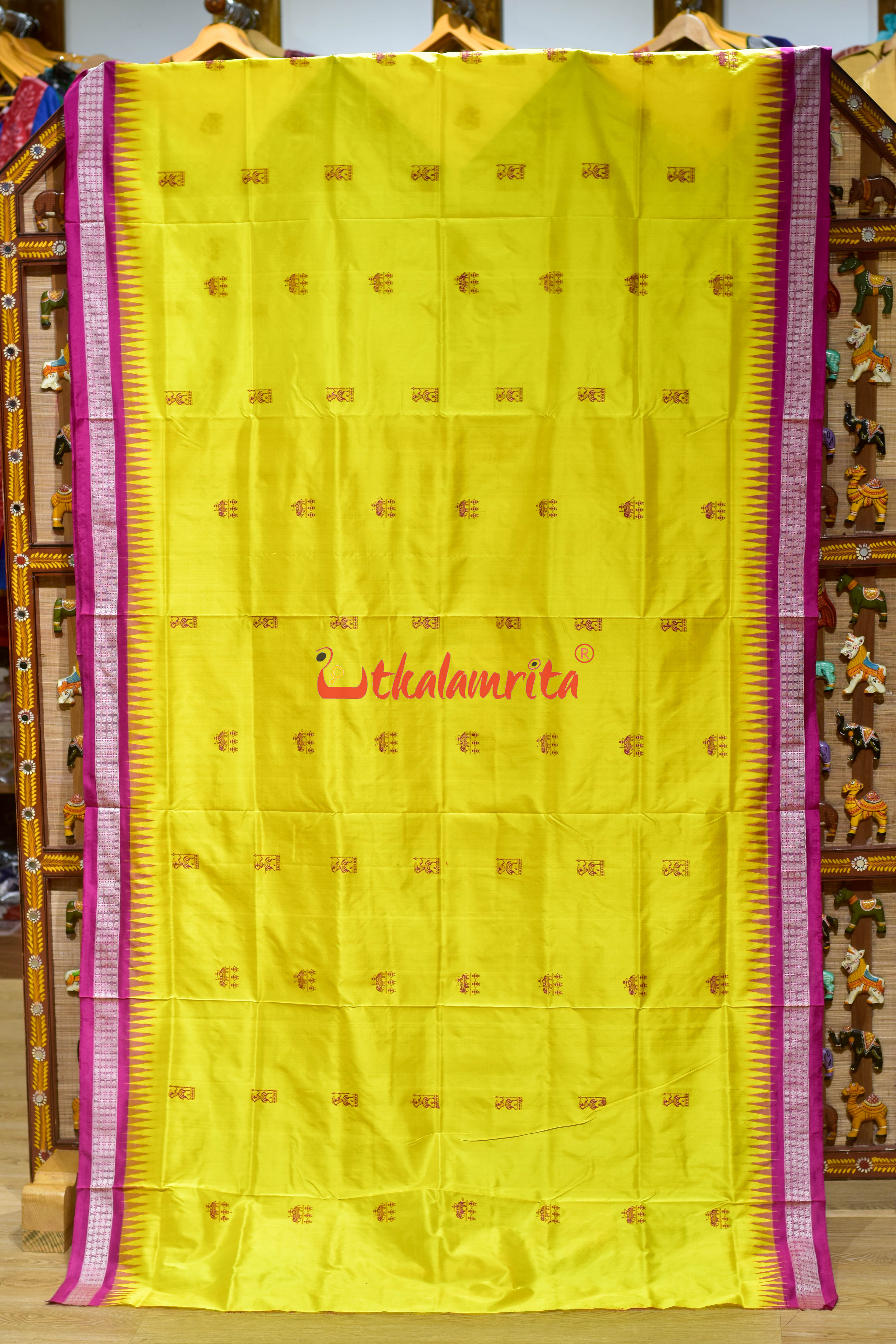 Yellow Rani Sabari Bomkai Silk Saree