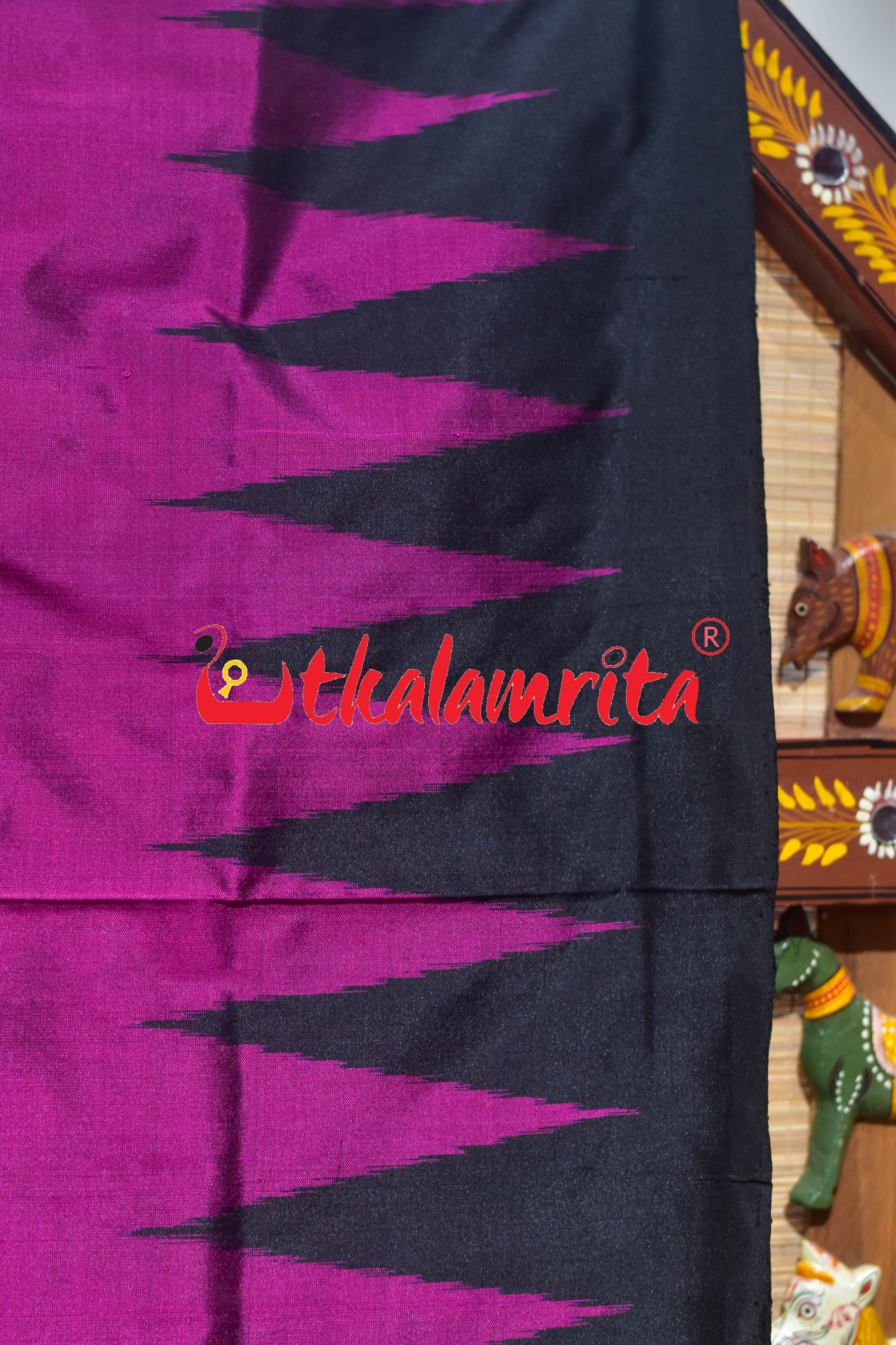 Magenta Plain Kumbha Bandha Anchal Sambalpuri Silk Saree