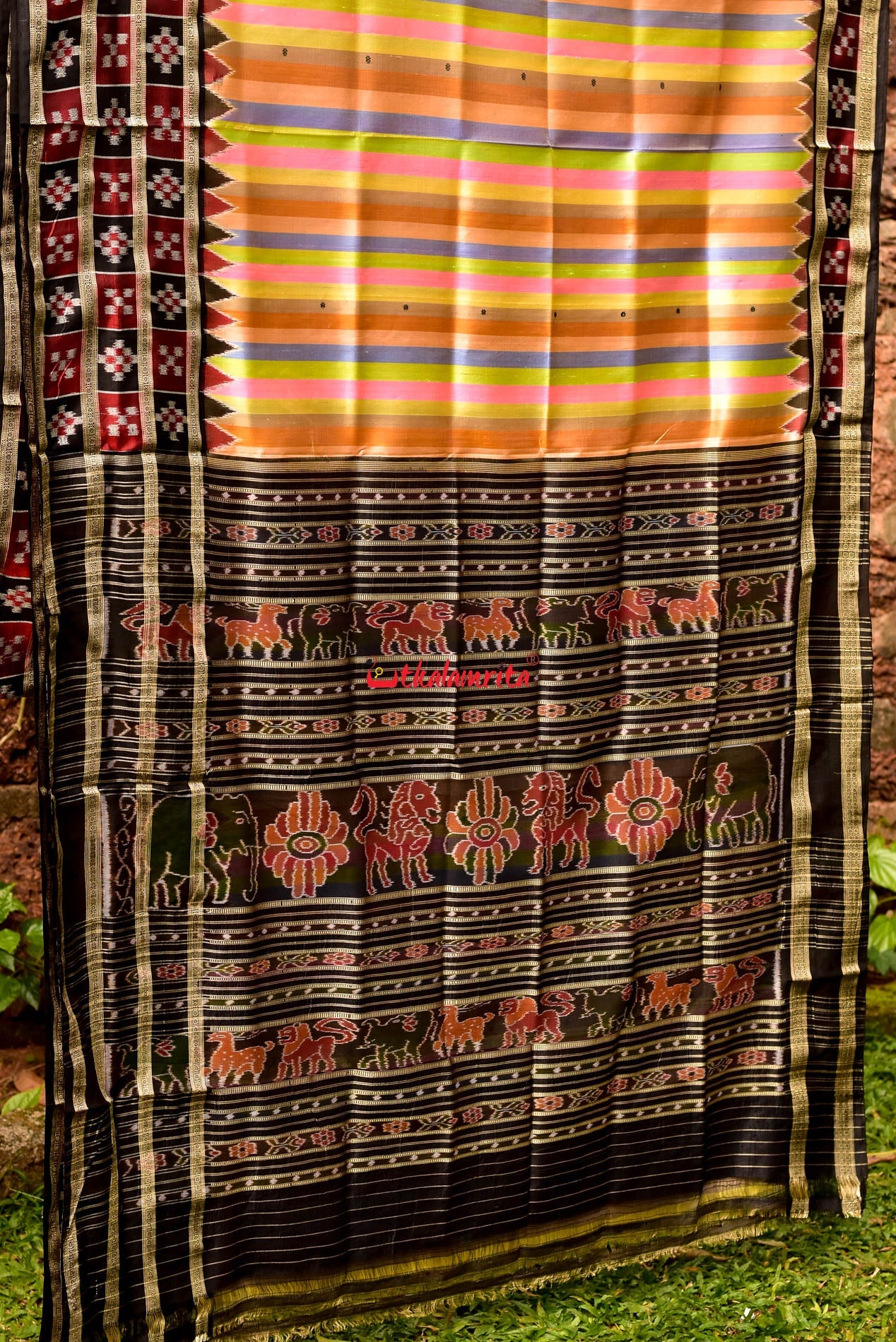 Rainbow Khandua Silk Saree