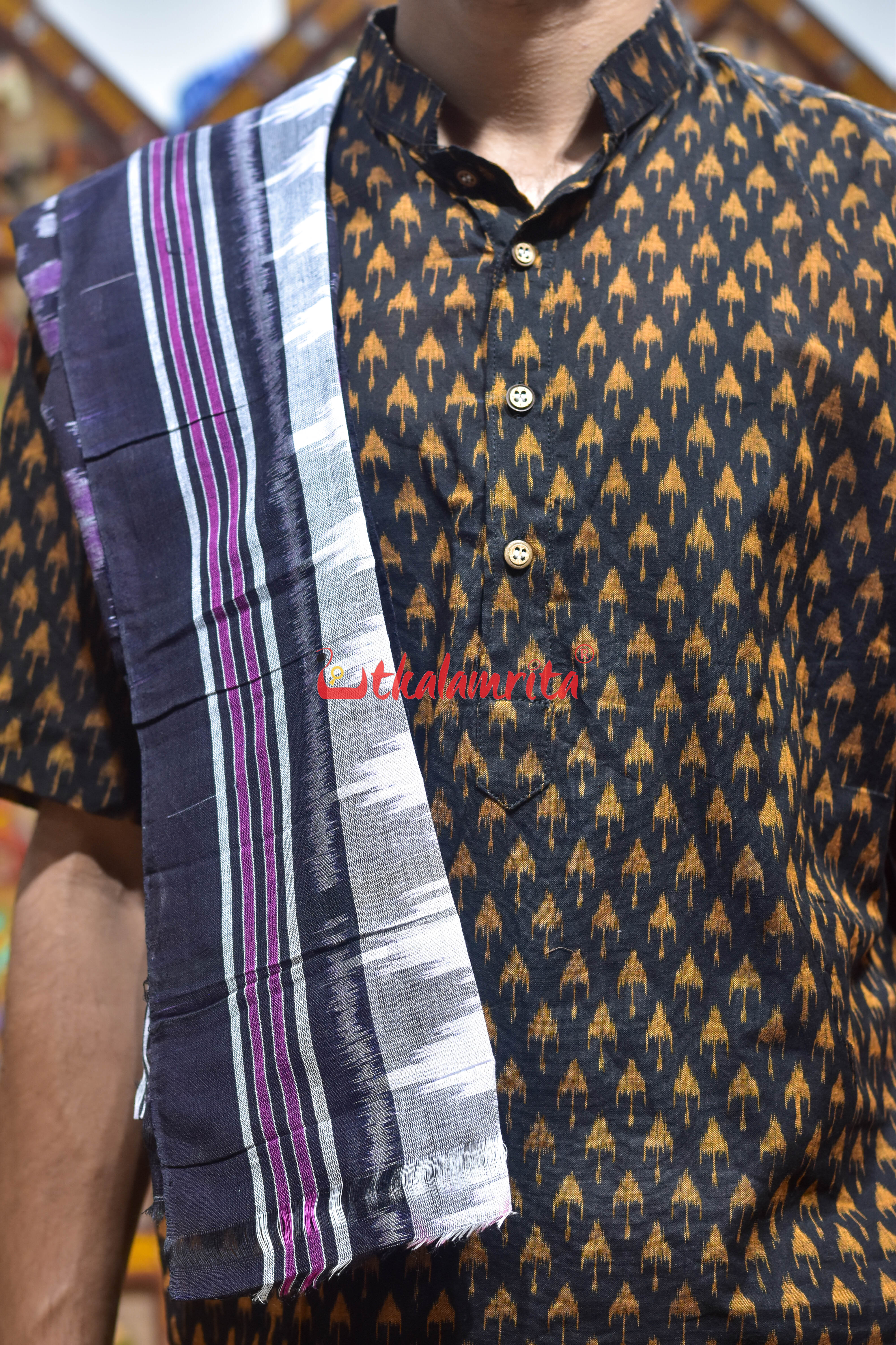 Black Purple Flower Design Cotton Joda