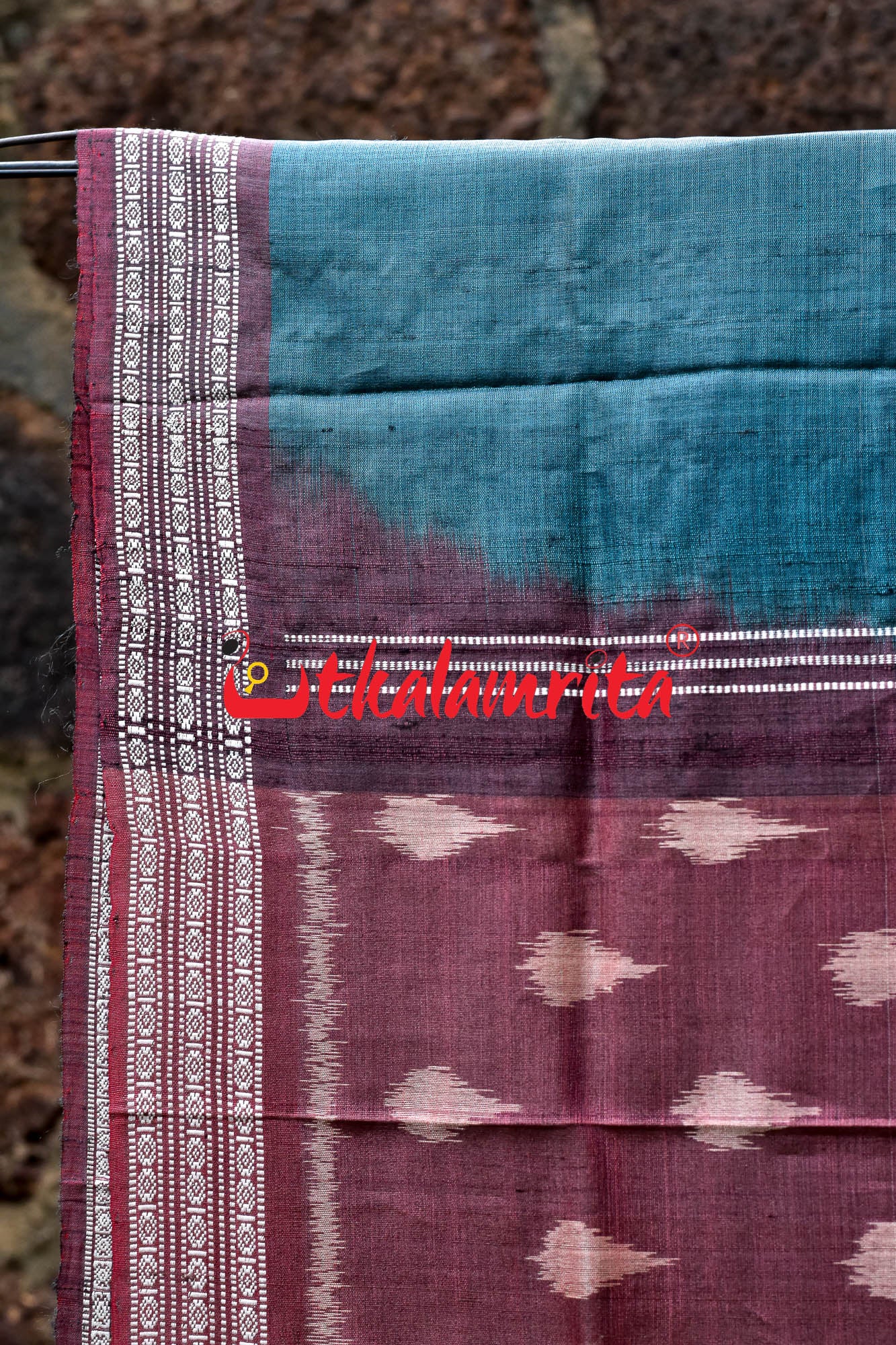 Cobalt Blue Flower Petals Tussar Saree