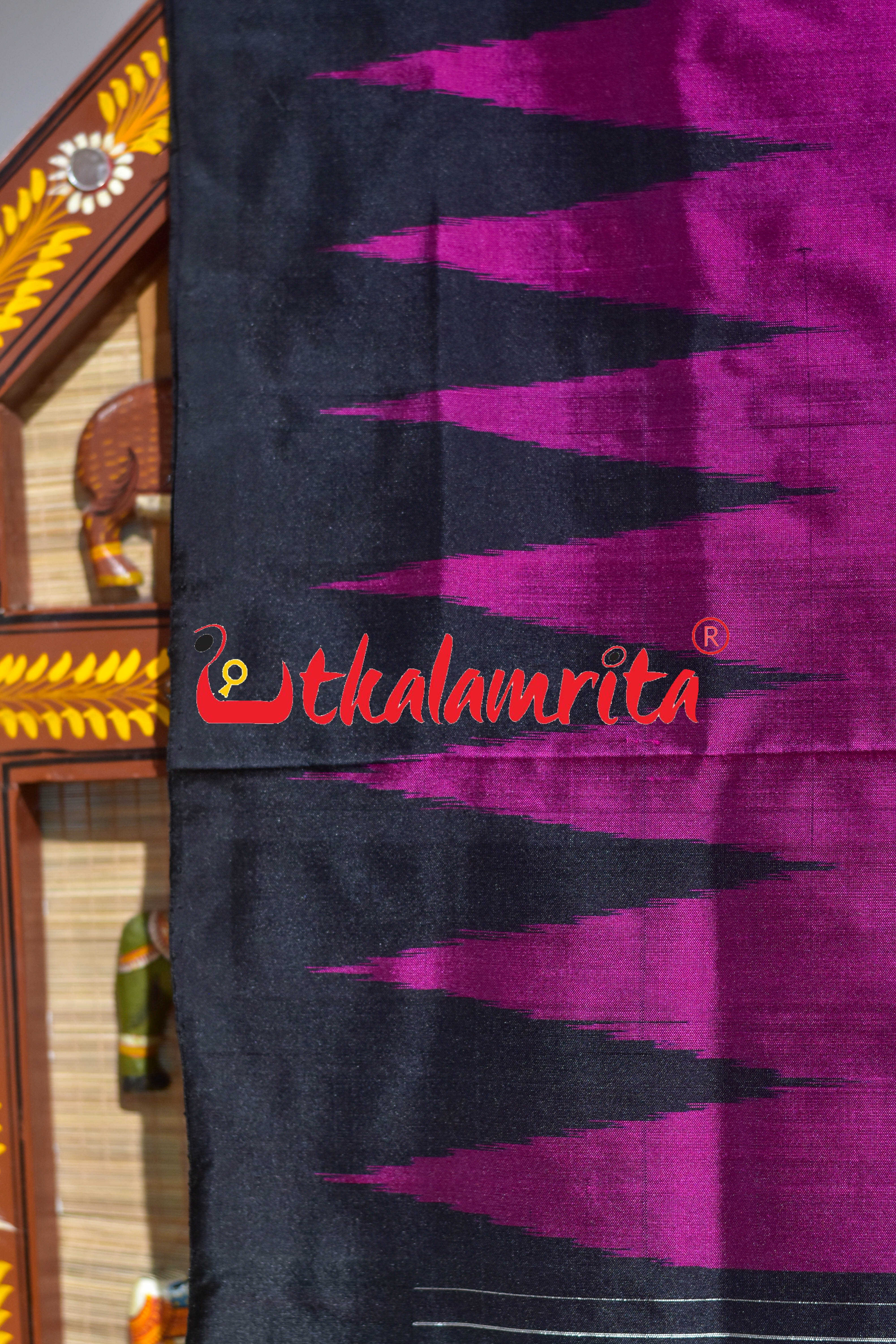 Magenta Plain Kumbha Bandha Anchal Sambalpuri Silk Saree