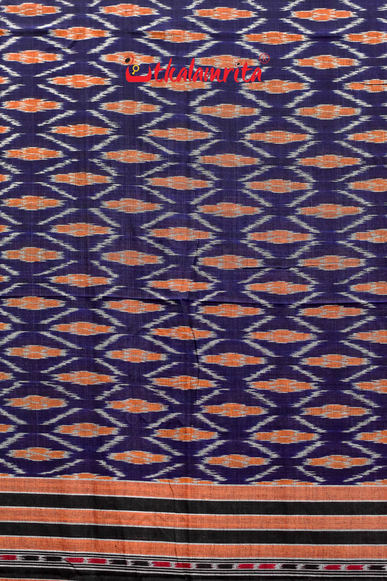Navy Blue Barfi Khandua Cotton Saree