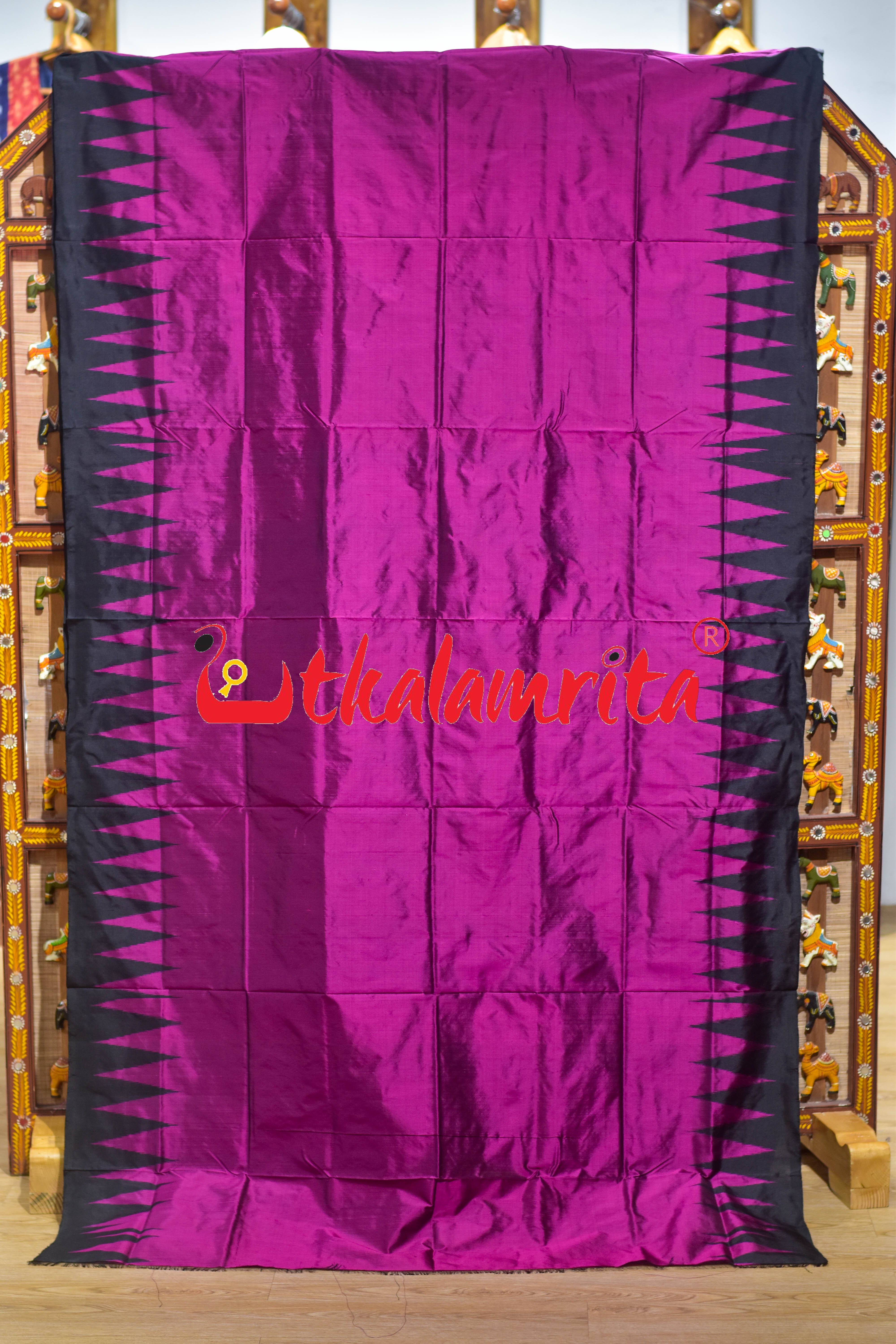 Magenta Plain Kumbha Bandha Anchal Sambalpuri Silk Saree