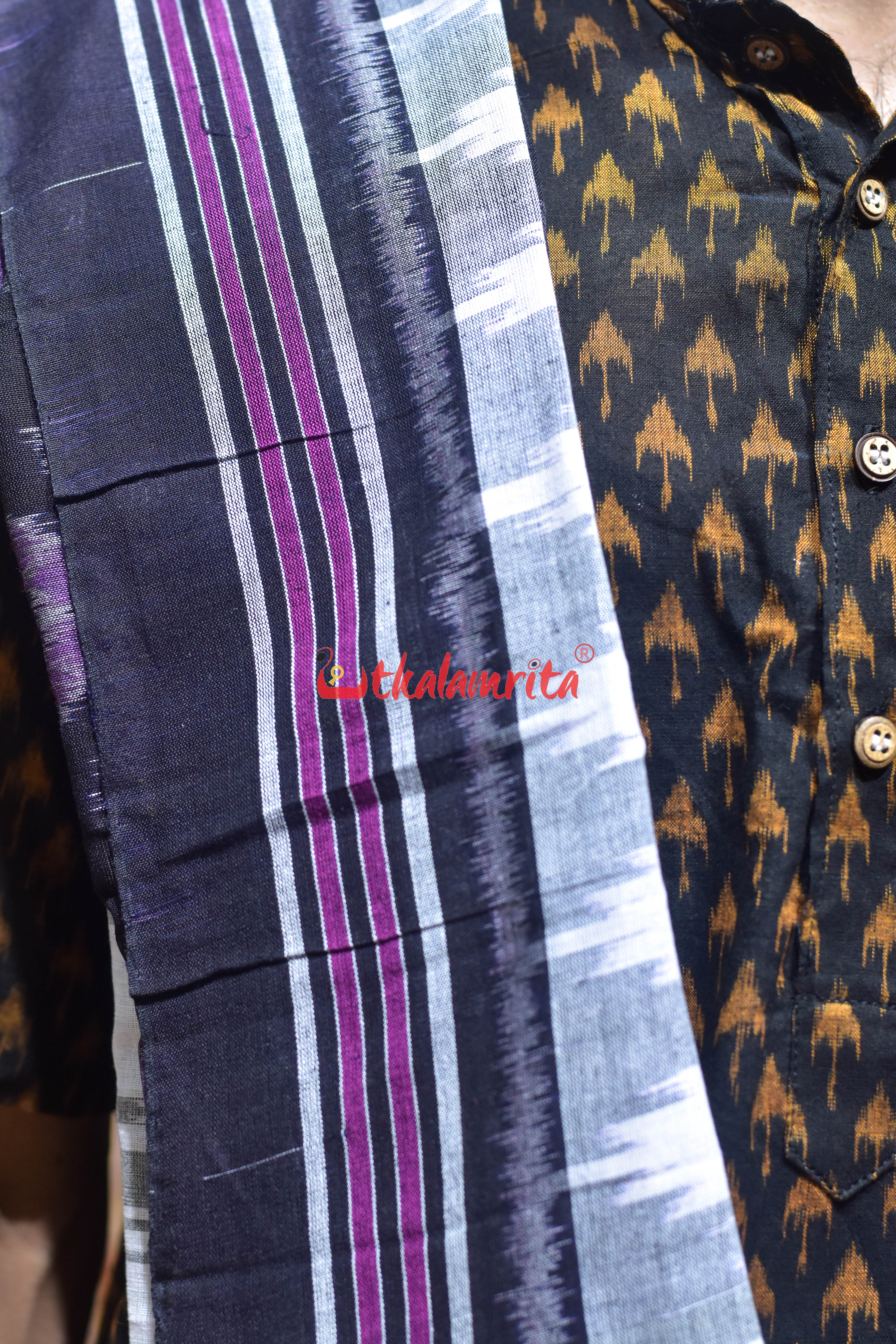 Black Purple Flower Design Cotton Joda
