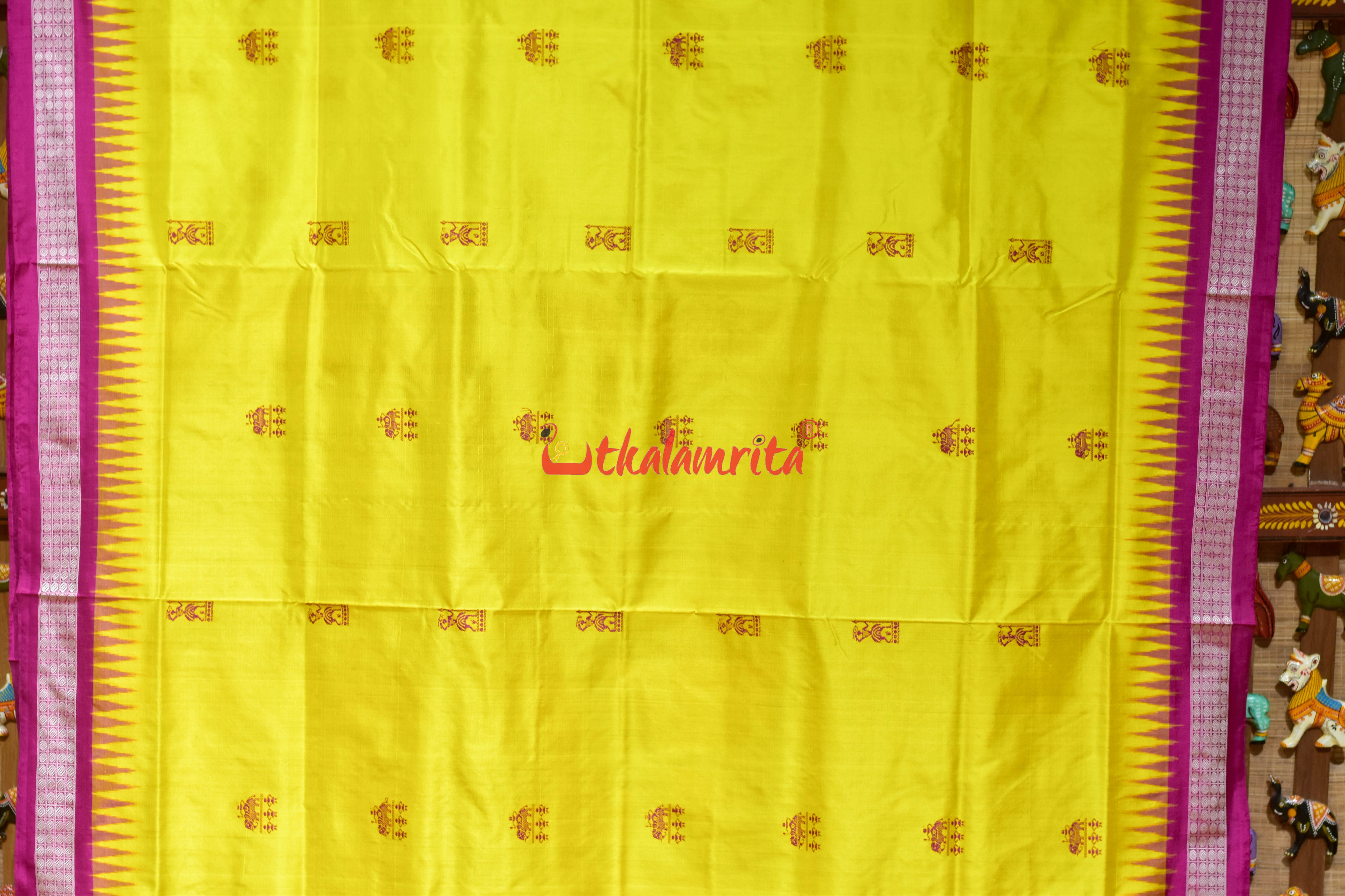 Yellow Rani Sabari Bomkai Silk Saree