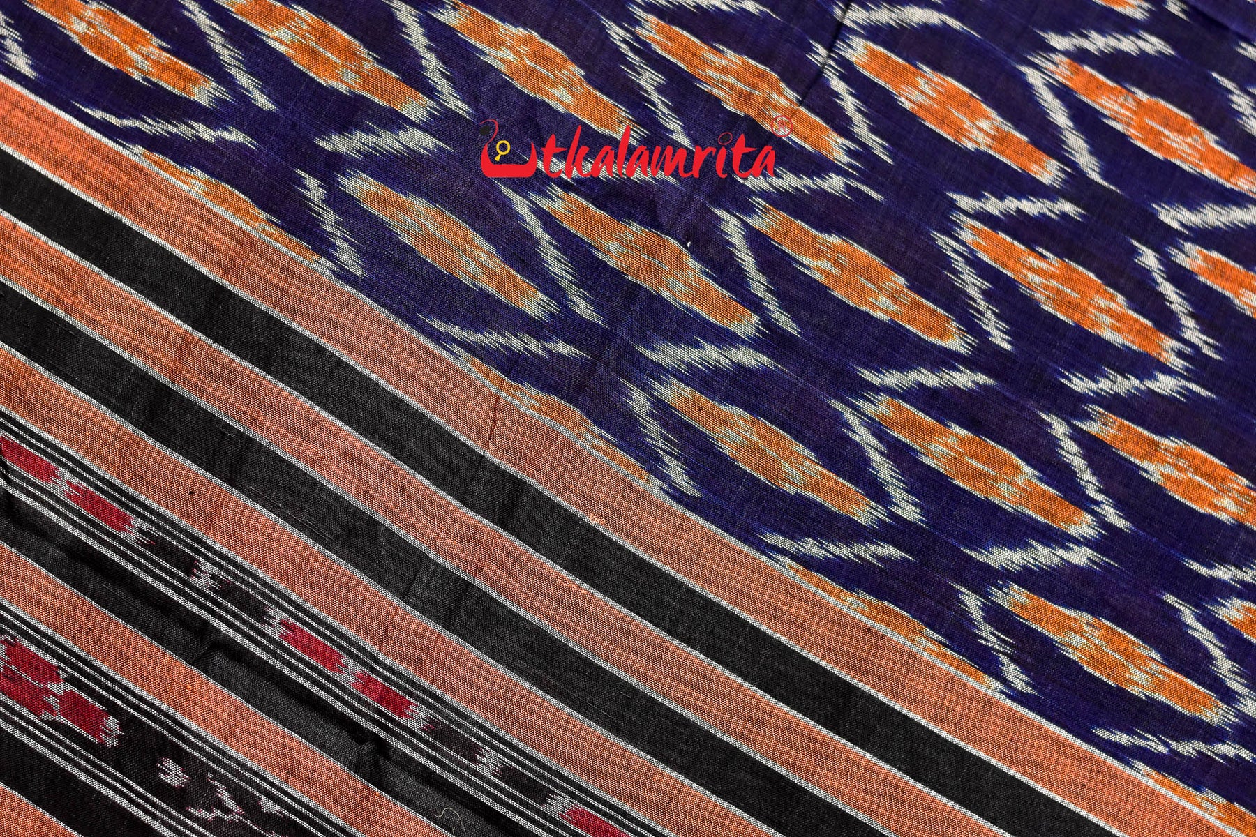Navy Blue Barfi Khandua Cotton Saree