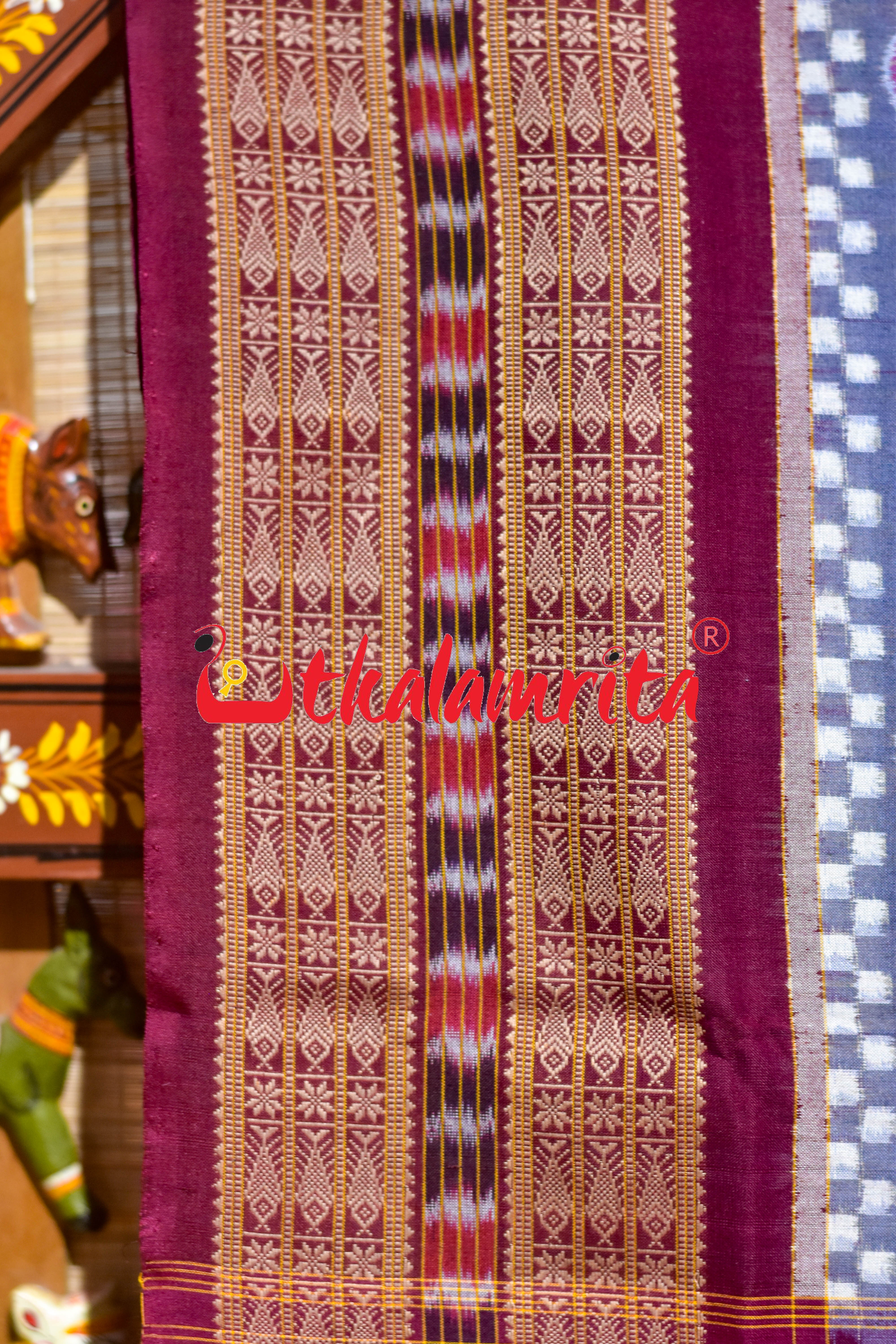 Save Tree Save World Theme Grey Sambalpuri Cotton Saree