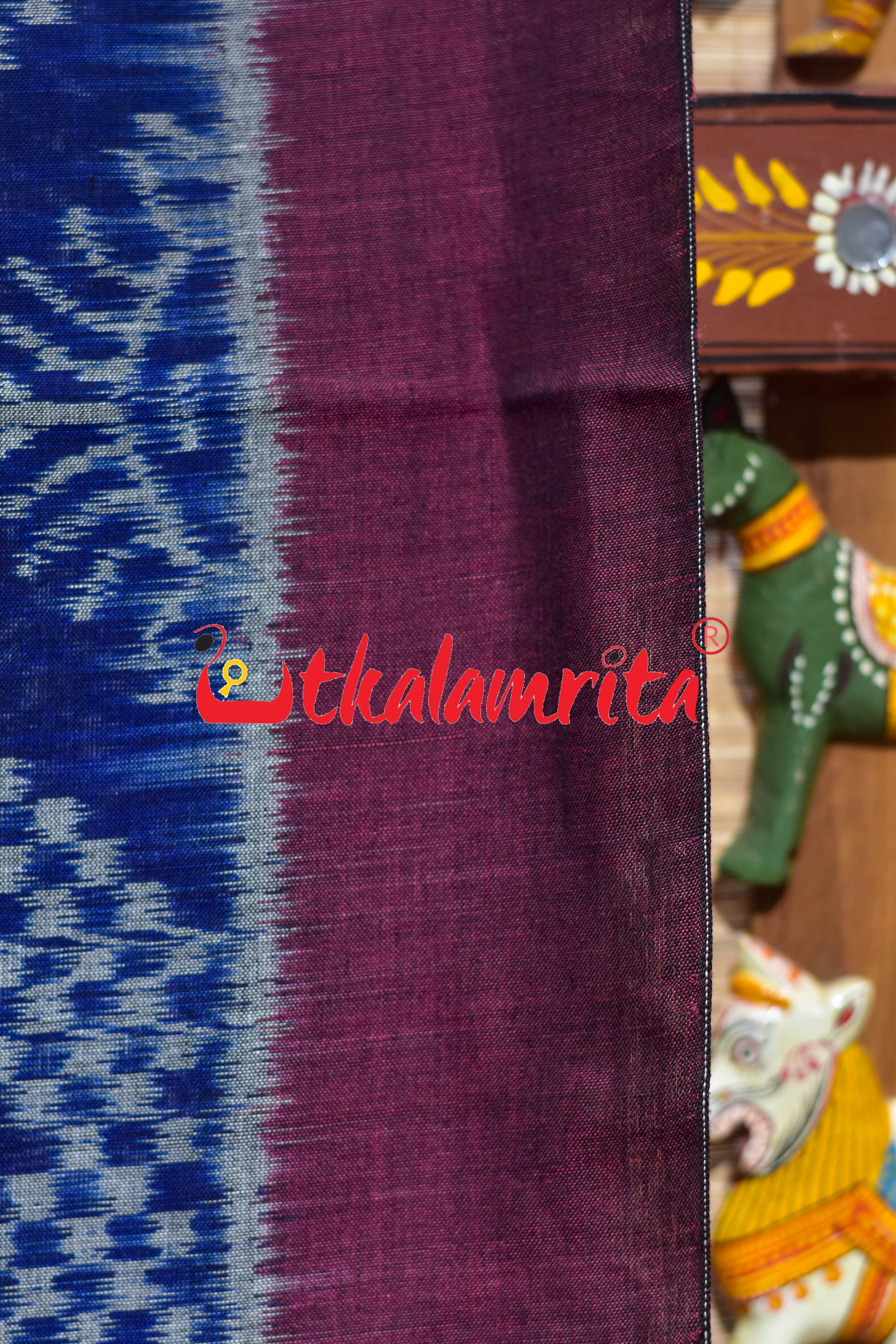 Deep Blue Tarabali Khandua Cotton Saree